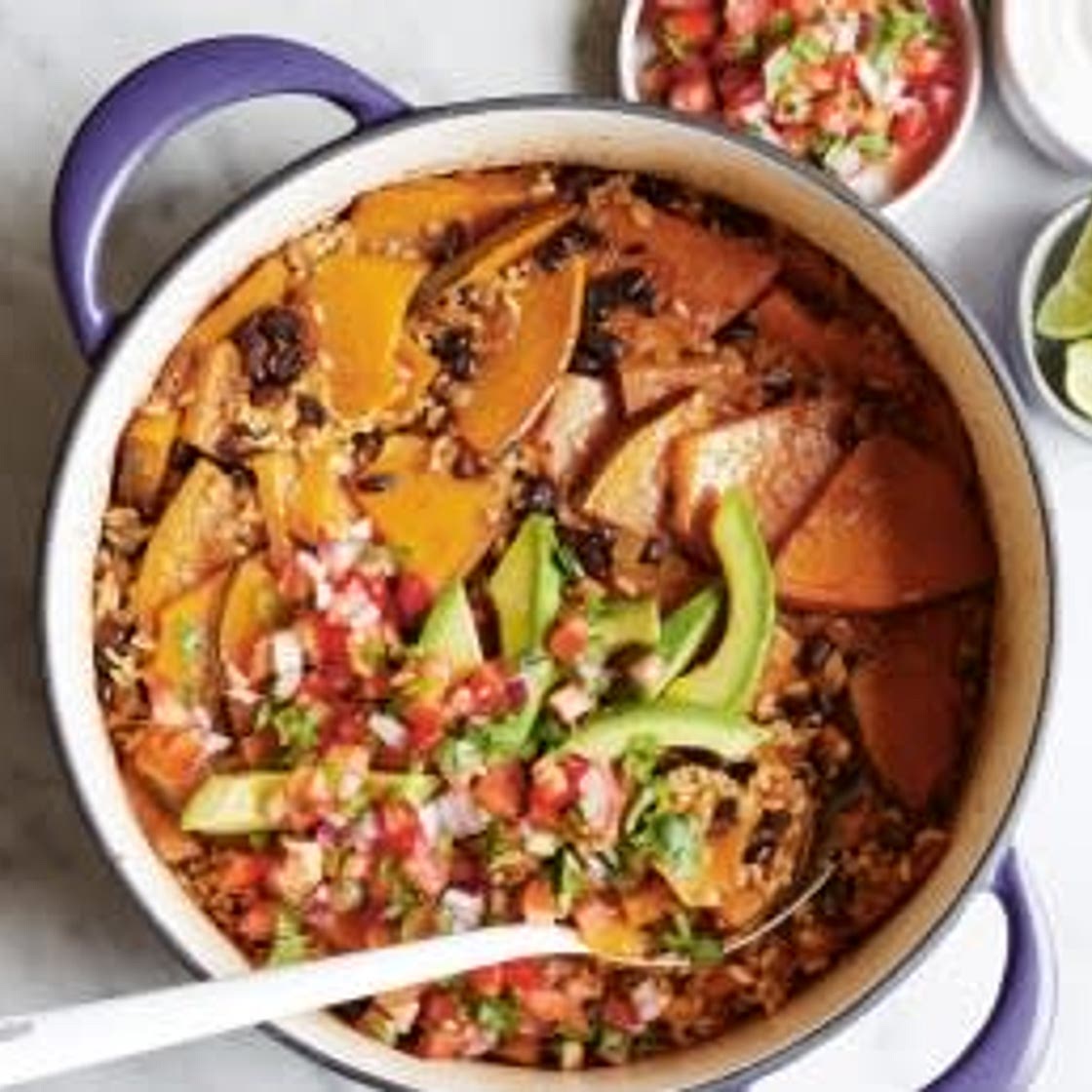 Jess Prescott’s Pumpkin and black bean baked rice 