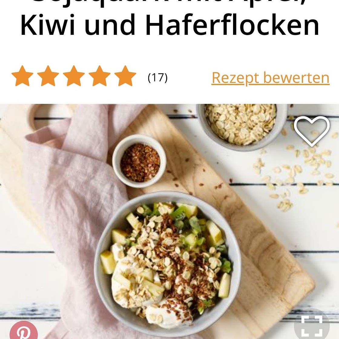 Sojaquark, Apfel, Kiwi, Haferflocken