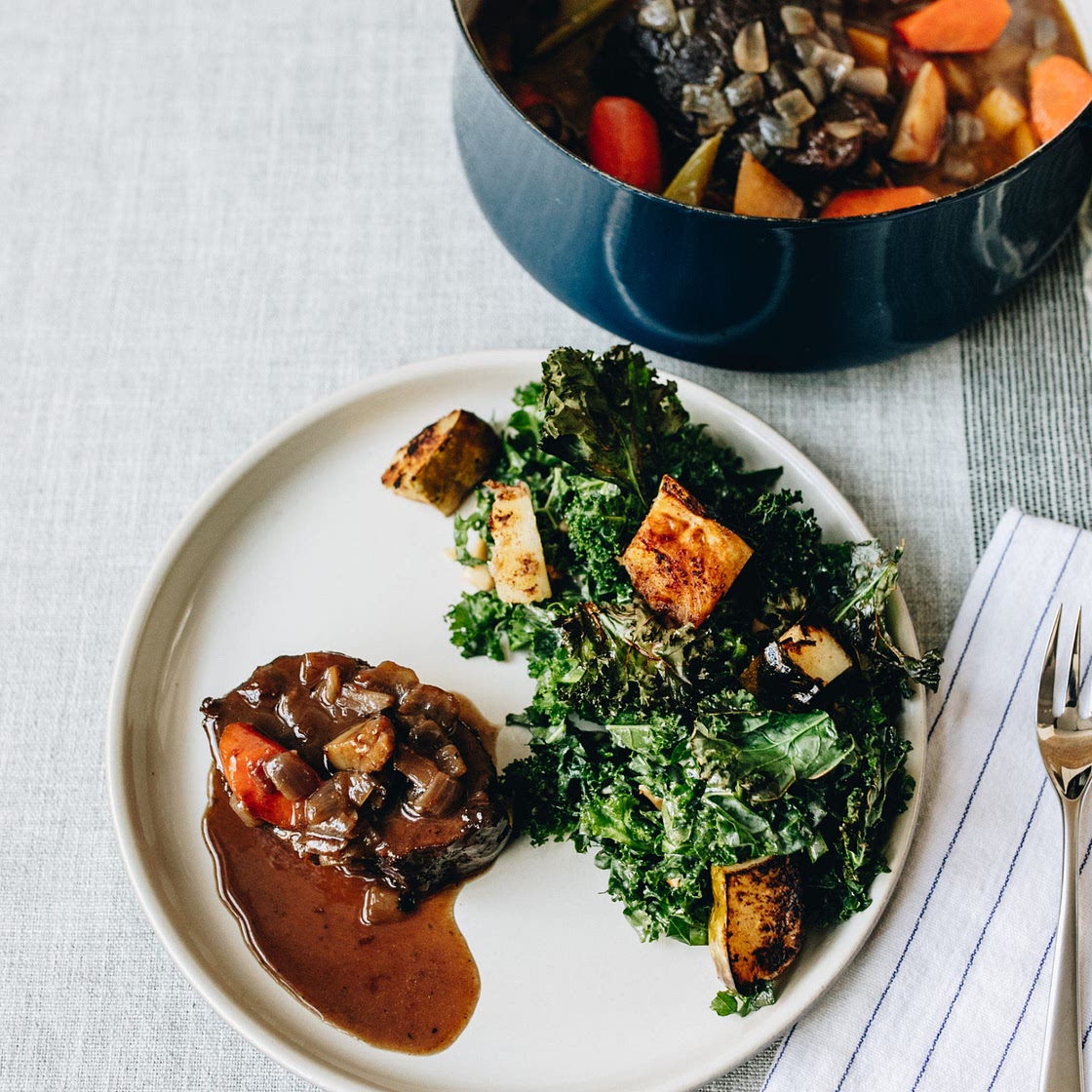 The Perfect Pot Roast with Kale and Squash Salad