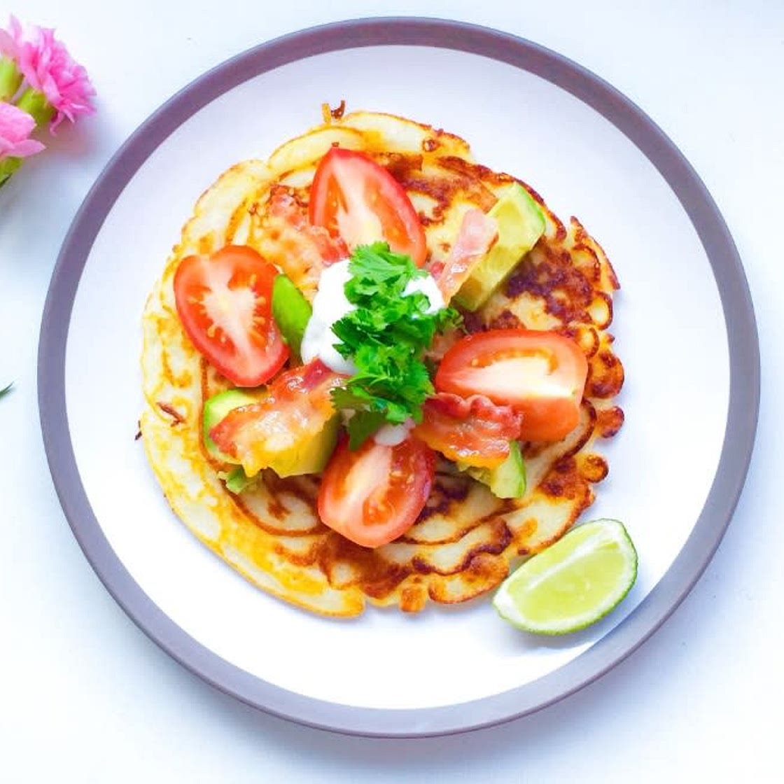 Corn pancetta pancake