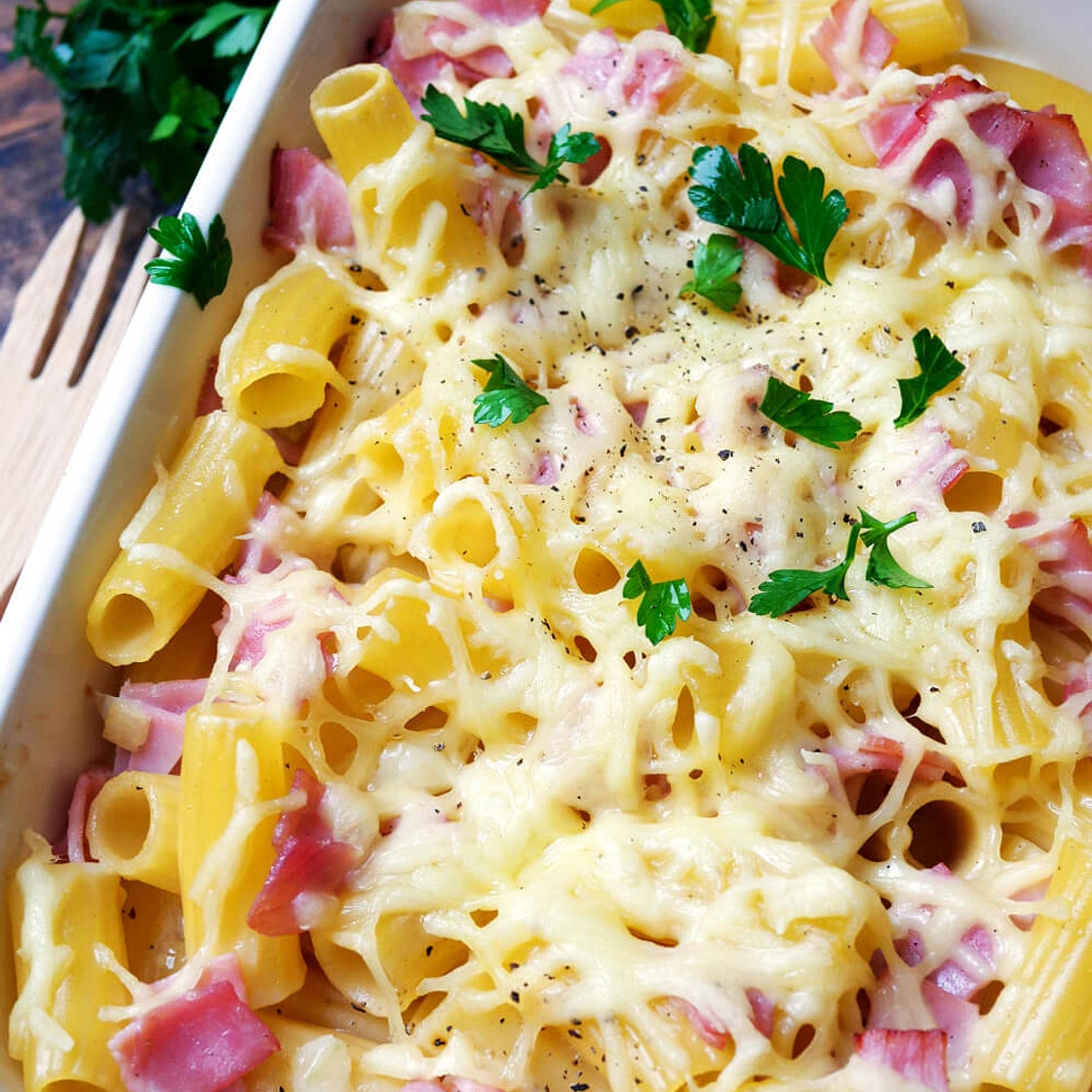 Nudel-Schinken-Gratin
