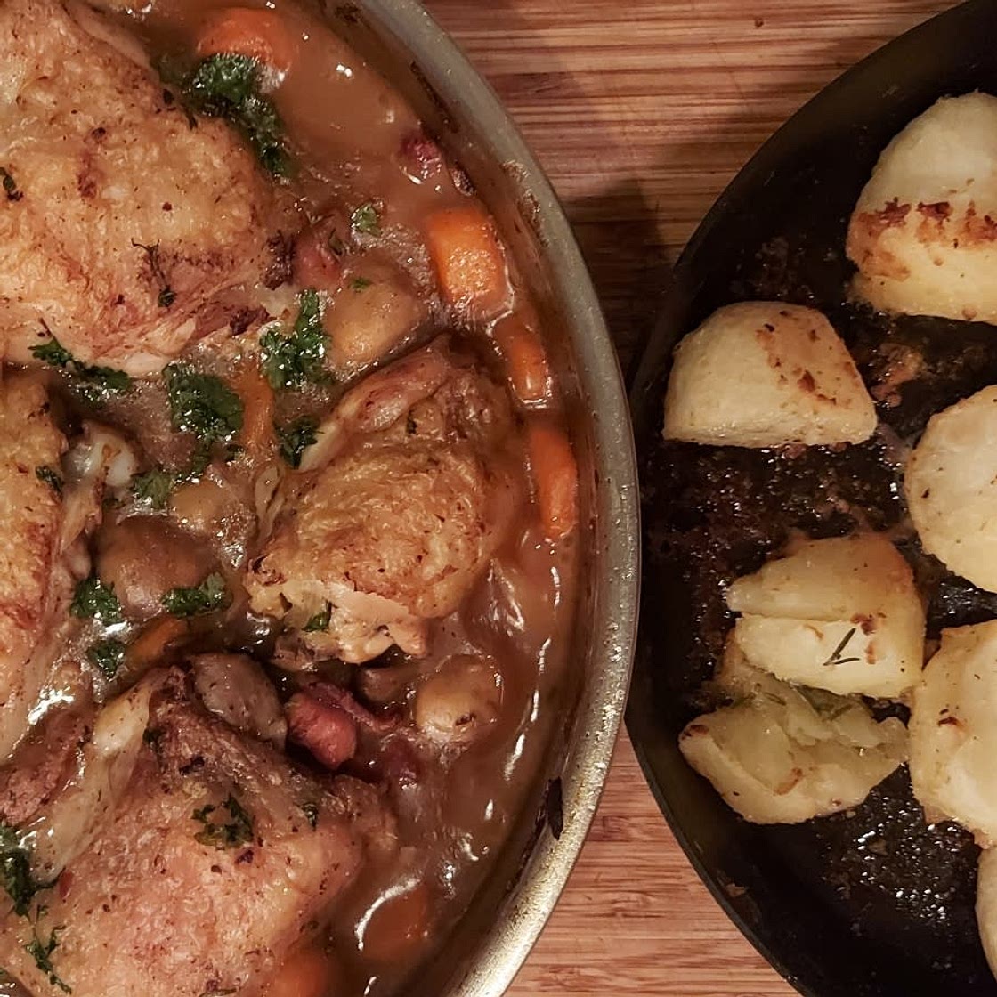 One Pan White Wine Chicken & Vegetables (Coq Au Vin Blanc)