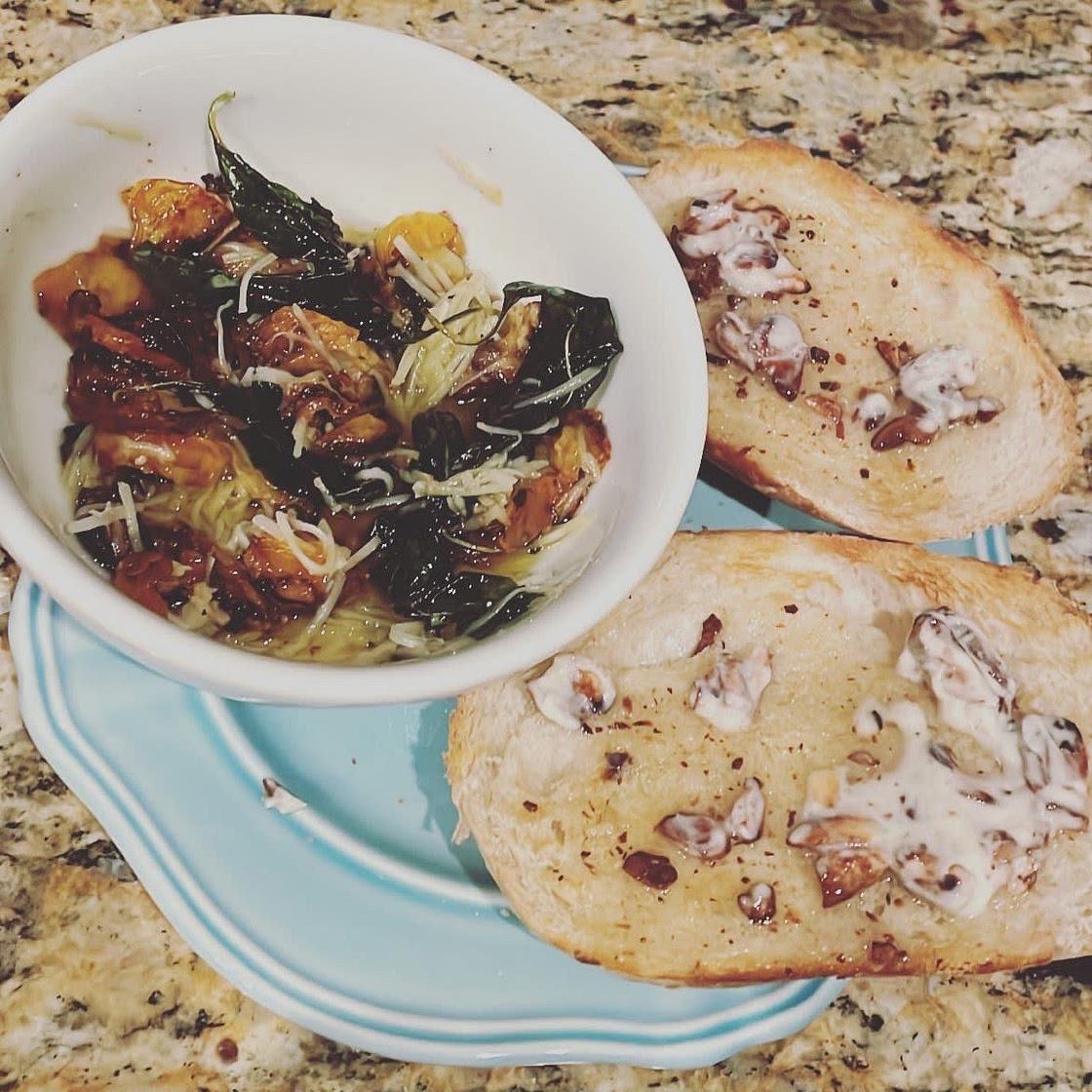 Sungold Tomatoes with Crispy Garlic Butter
