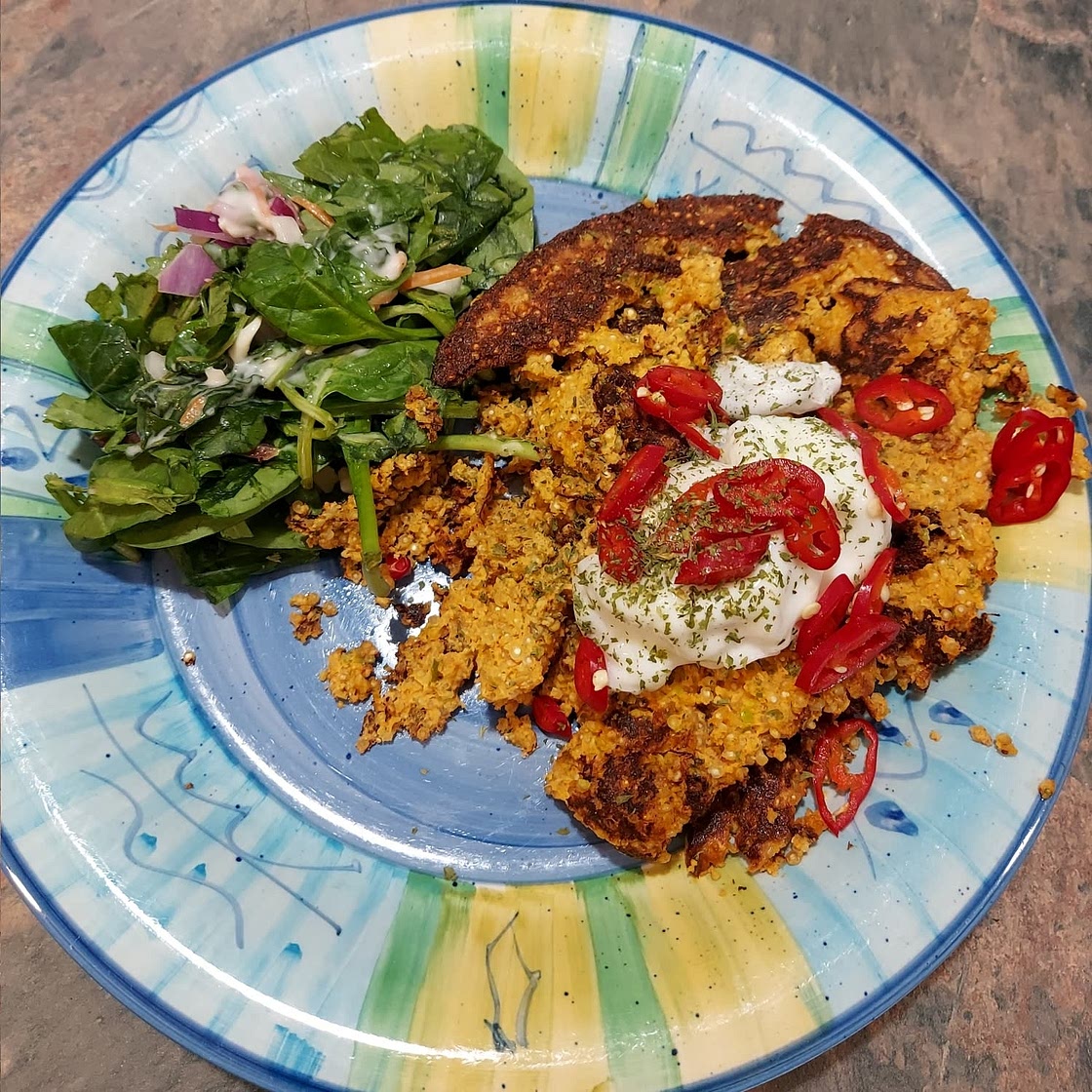 Quinoa and Feta Fritter with Poached Egg