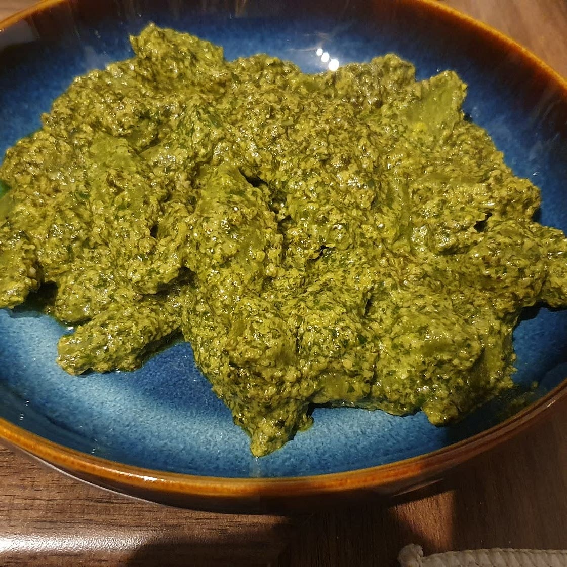 Homemade Spinach Pasta with Vegan Walnut Pesto