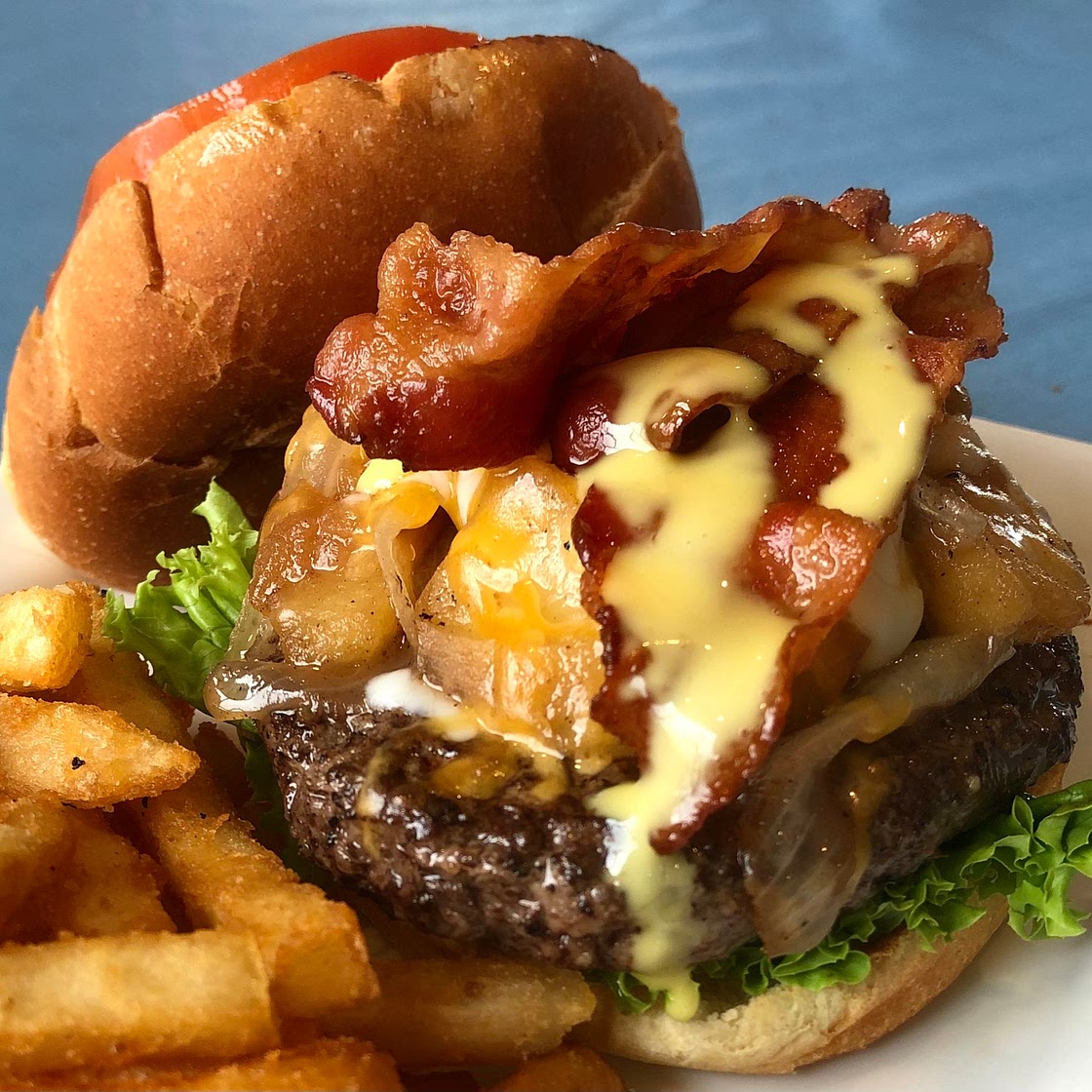 Apple & Onion Bacon Cheese Burgers!