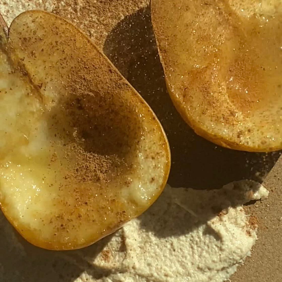 Roasted Pears w/ Cinnamon Cashew Cream