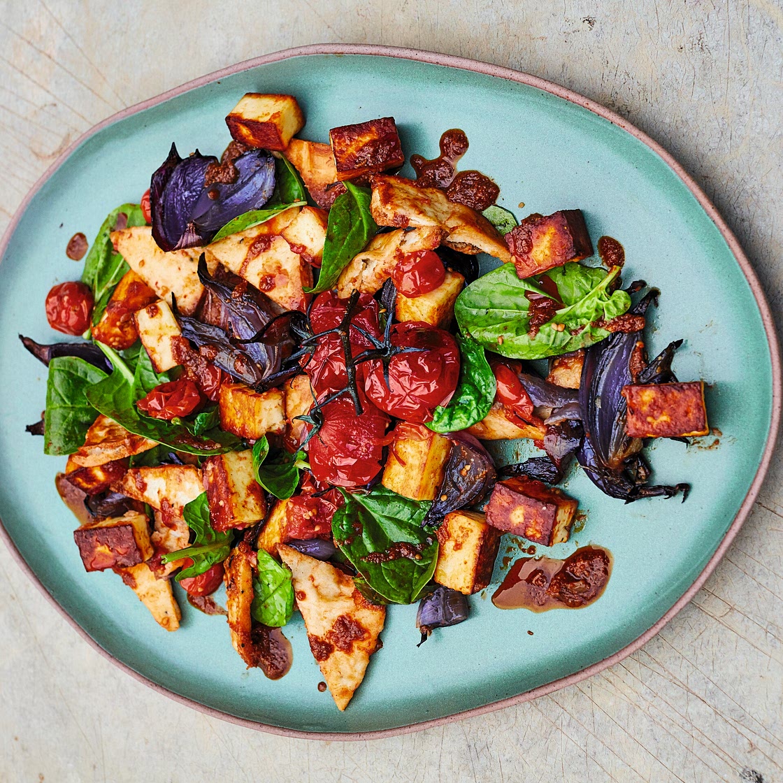 Paneer, spinach and tomato salad recipe