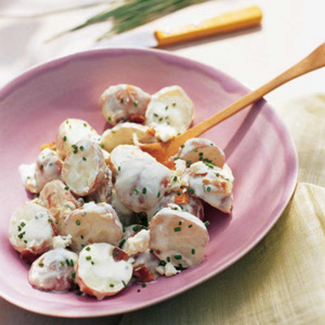 Red Bliss Potato Salad with Blue Cheese, Bacon, and Chives