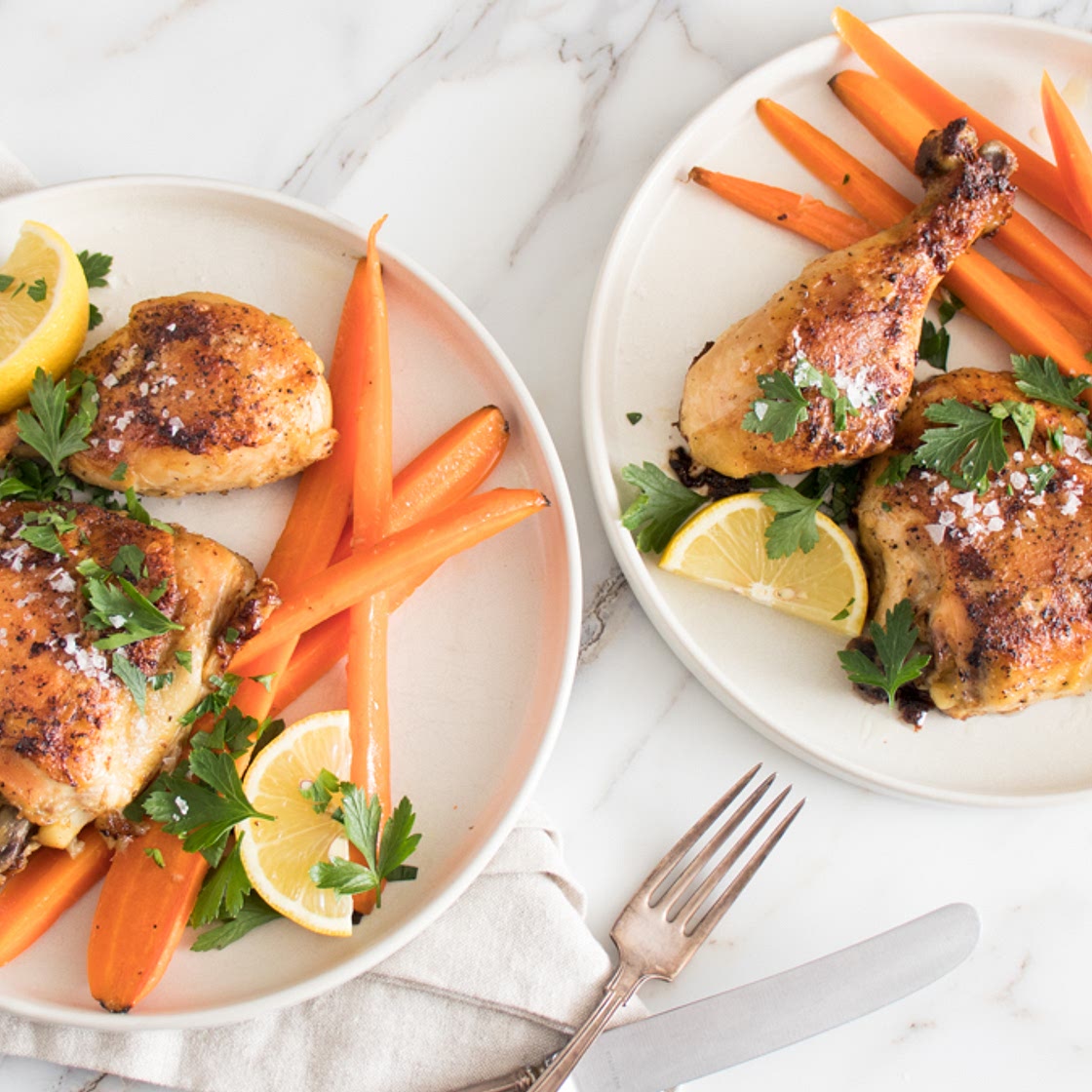 Garlic Confit Chicken with Braised Carrots