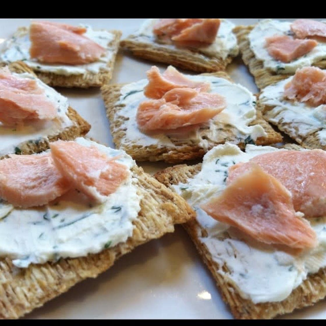 Salmon triscuit stack