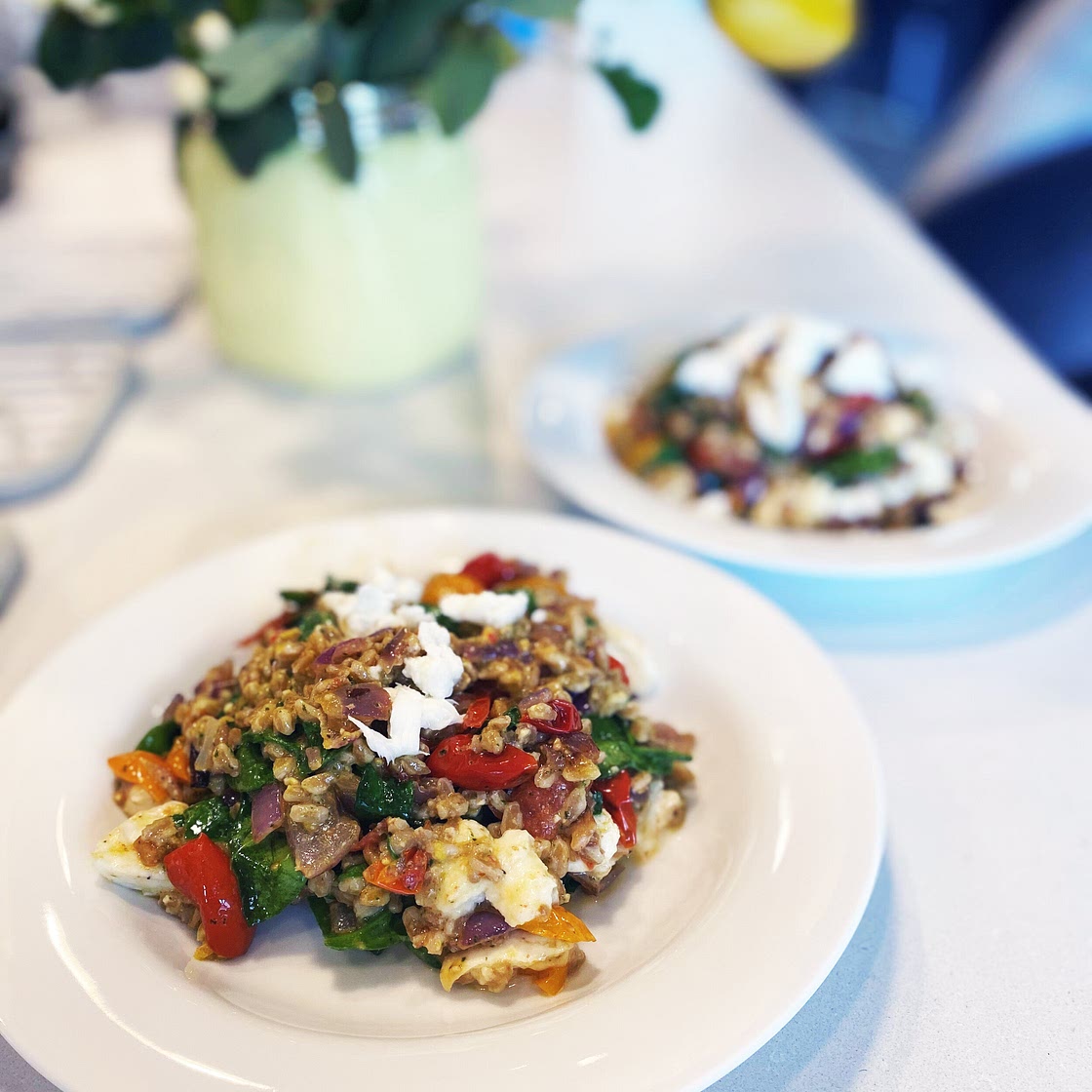 Farro With Blistered Tomatoes, Pesto and Spinach — Lemon + Salt