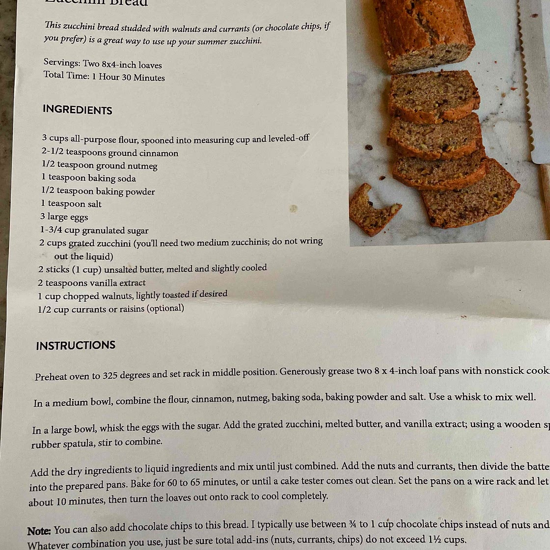Zucchini Bread 