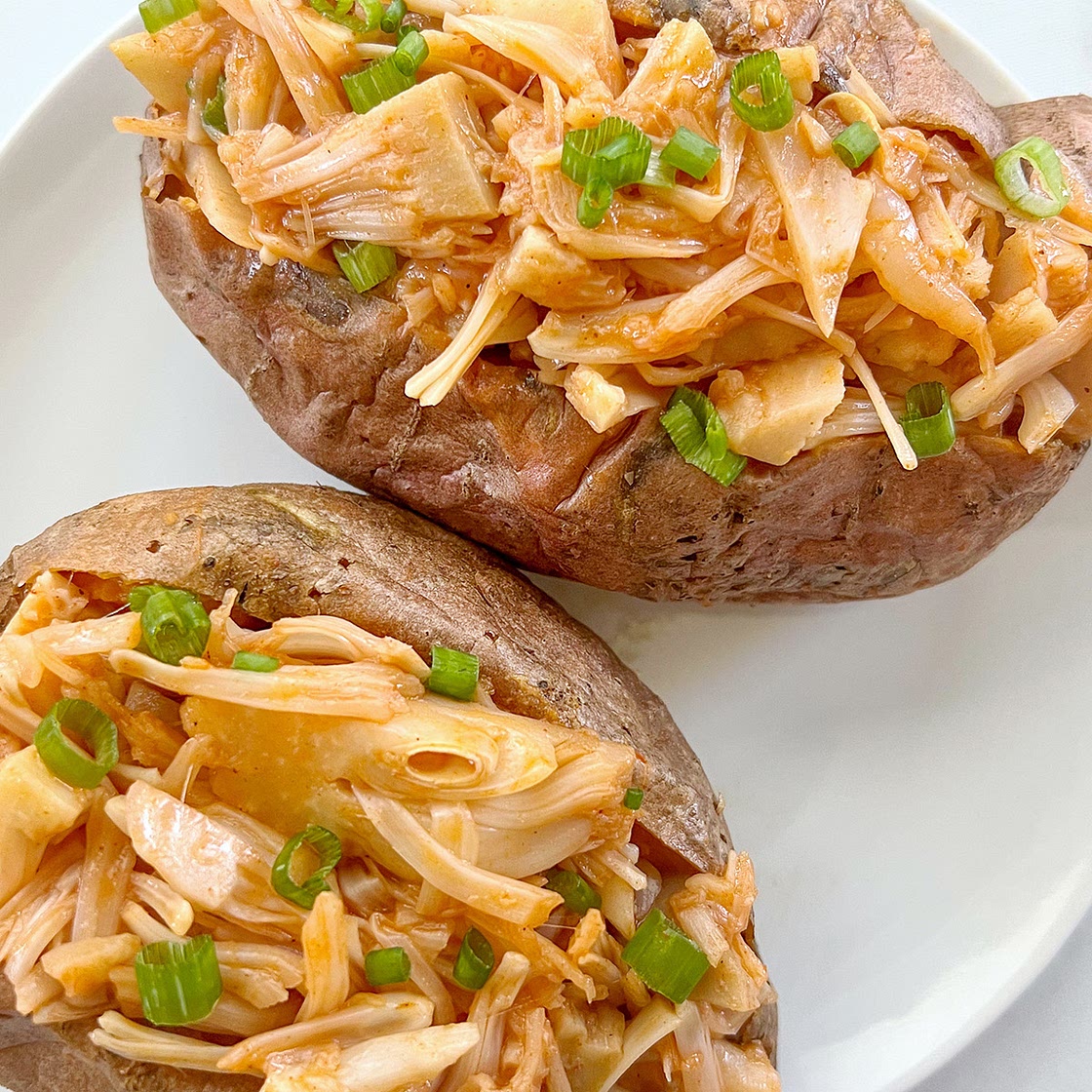 Vegan Stuffed Sweet Potatoes with Jackfruit