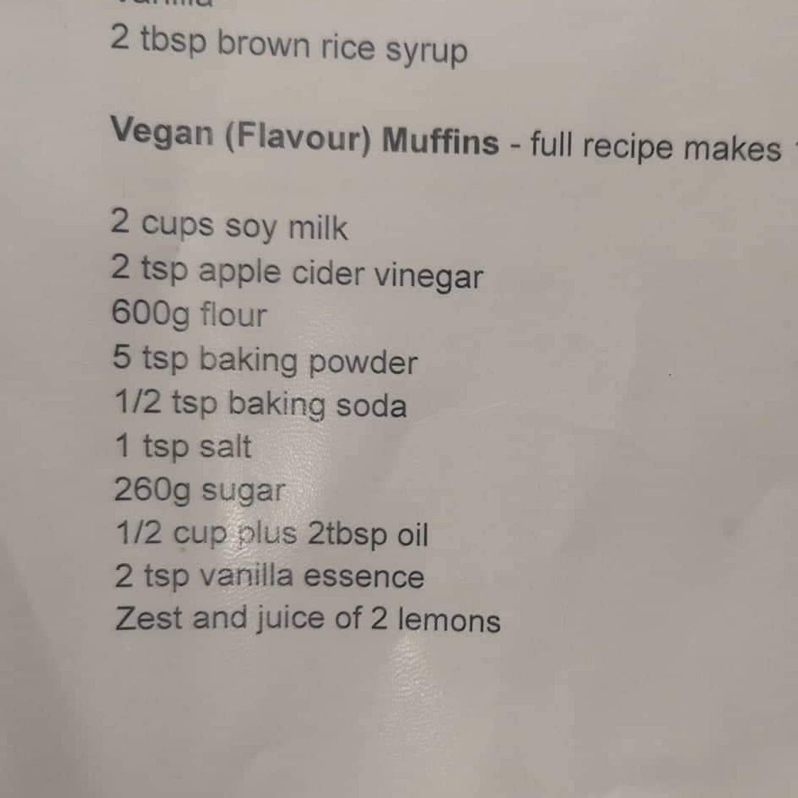 Vegan Muffin Recipe (12 servings)