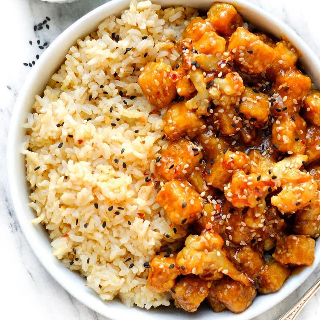 Orange-Sesame Tofu & Cauliflower