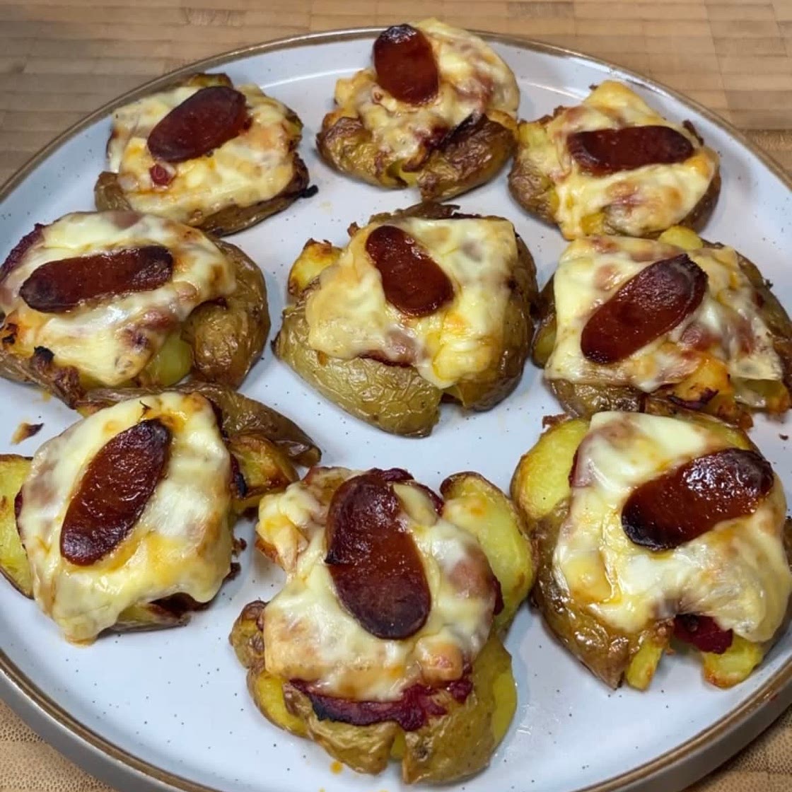 Crushed Potato Pizza Bites