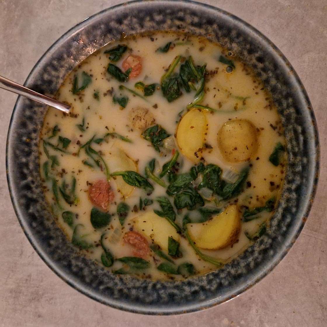 Potato, Spinach and Sausage Soup