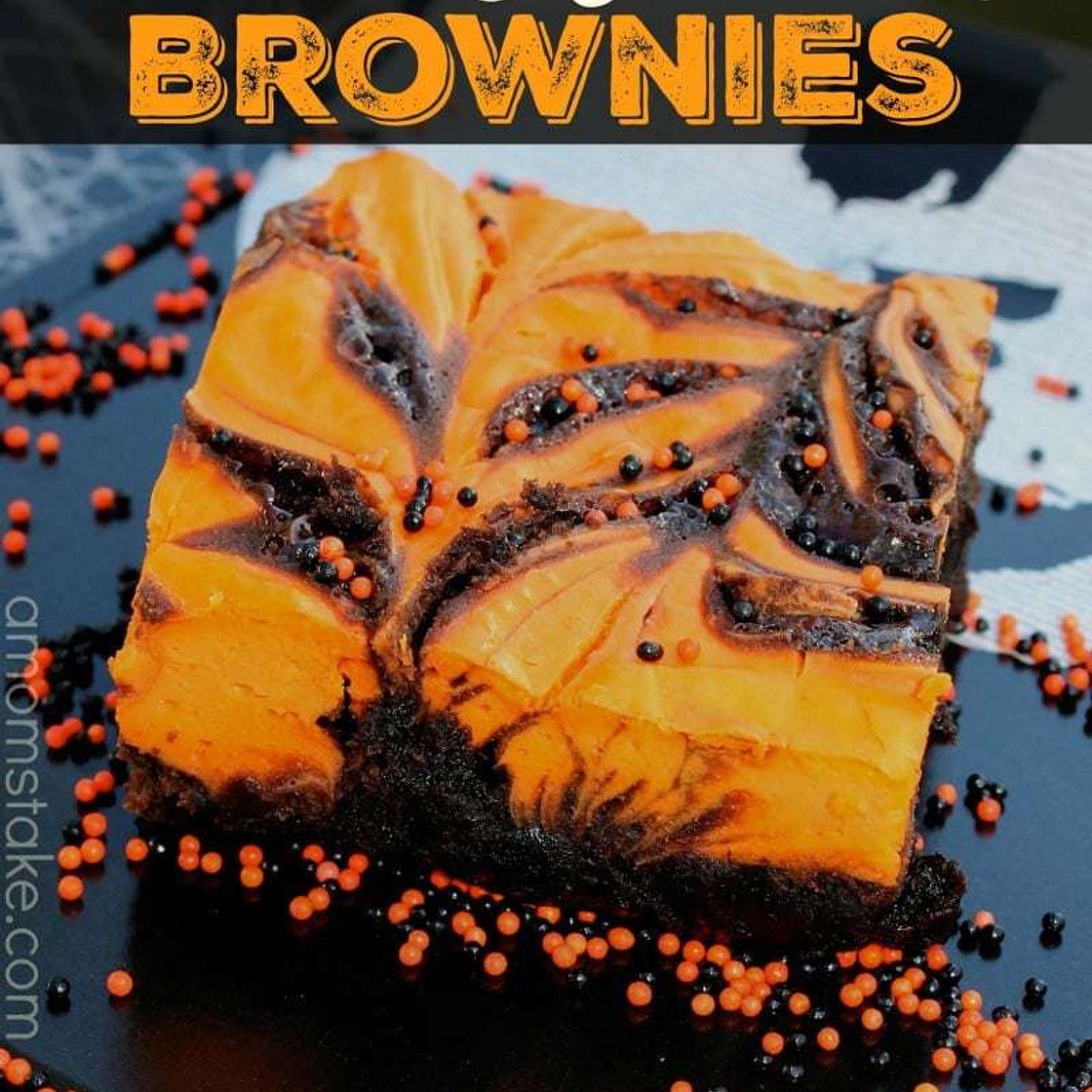 Halloween Cream Cheese Swirled Brownies