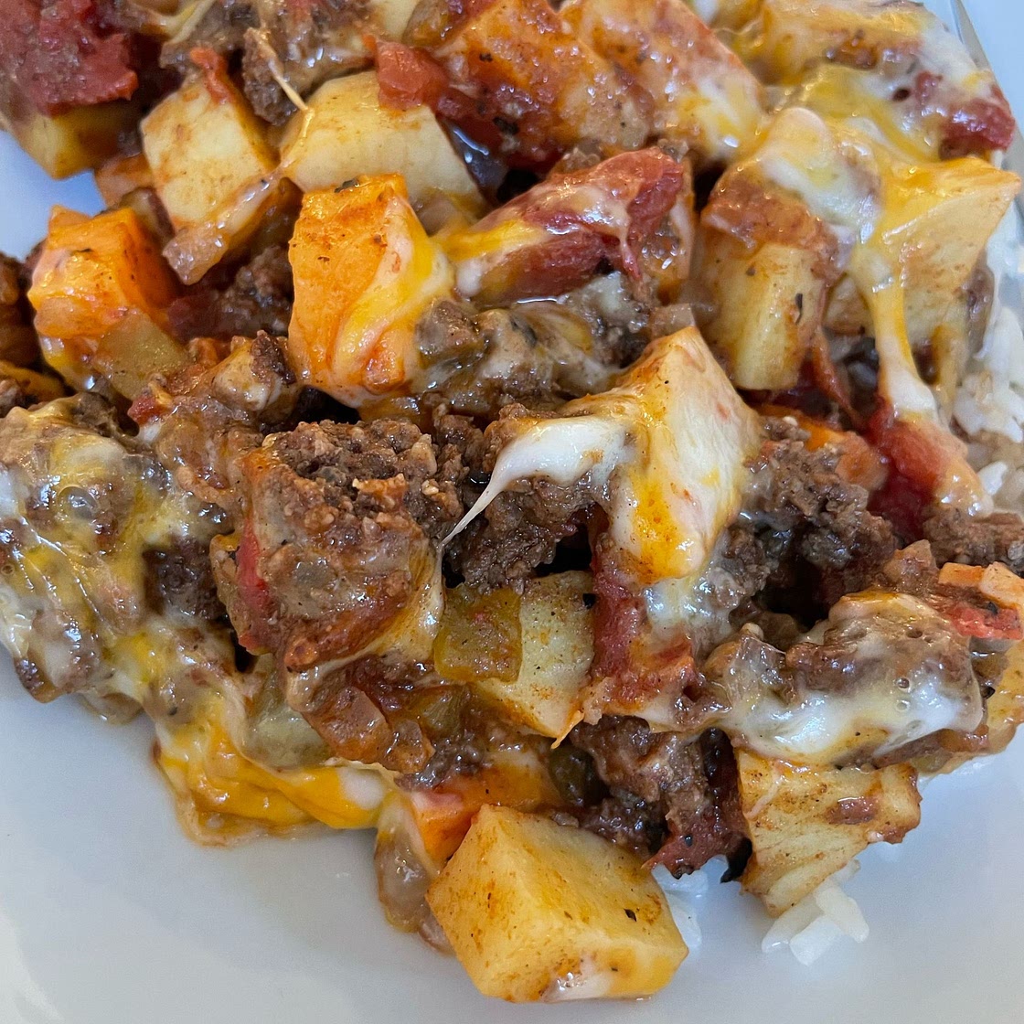 Southwest Ground Beef and Sweet Potato Skillet
