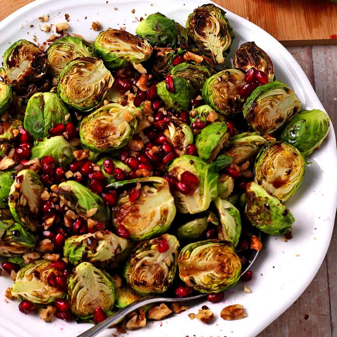Crispy Air Fryer Brussels Sprouts with Pomegranate