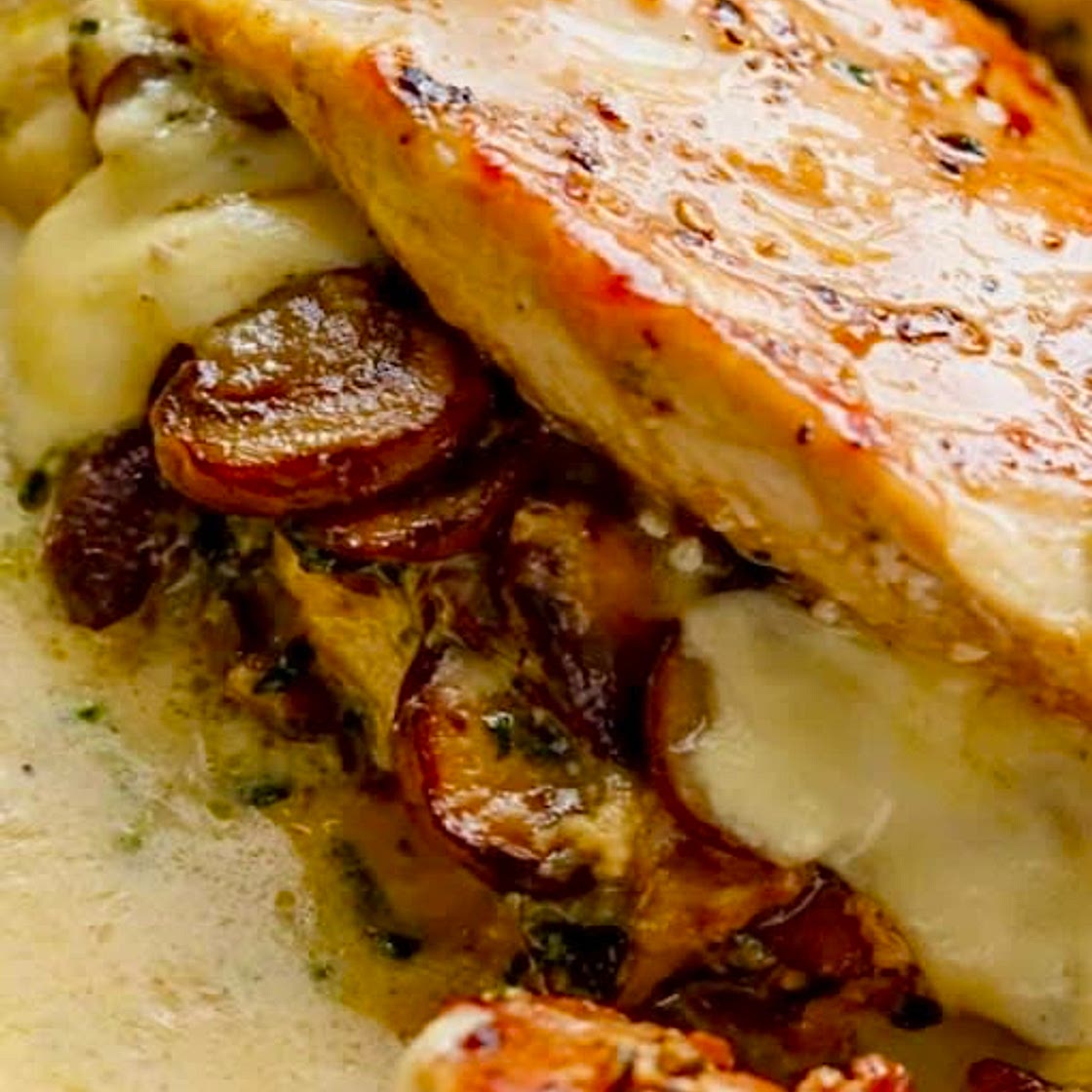 Stuffed Chicken Breast with Swiss-chard, Cheese & Mushroom