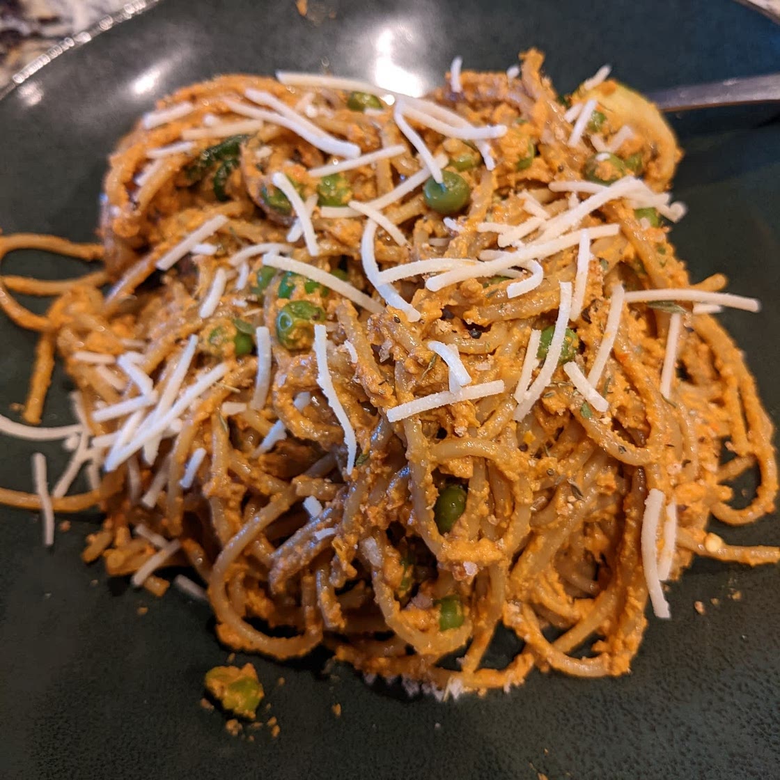 Grilled Red Pepper Pesto Pasta
