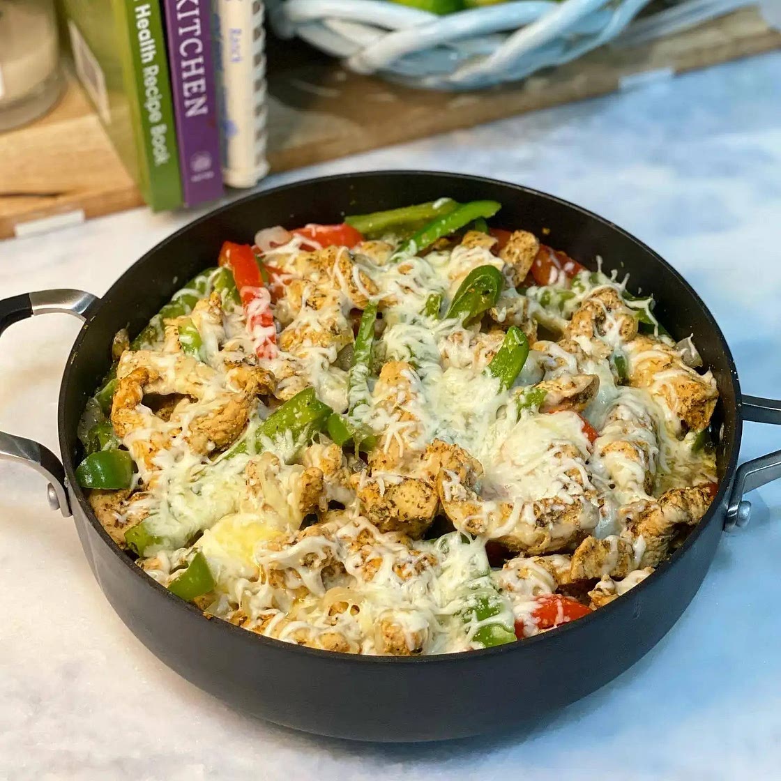 Low Carb Chicken Philly Cheesesteak Skillet