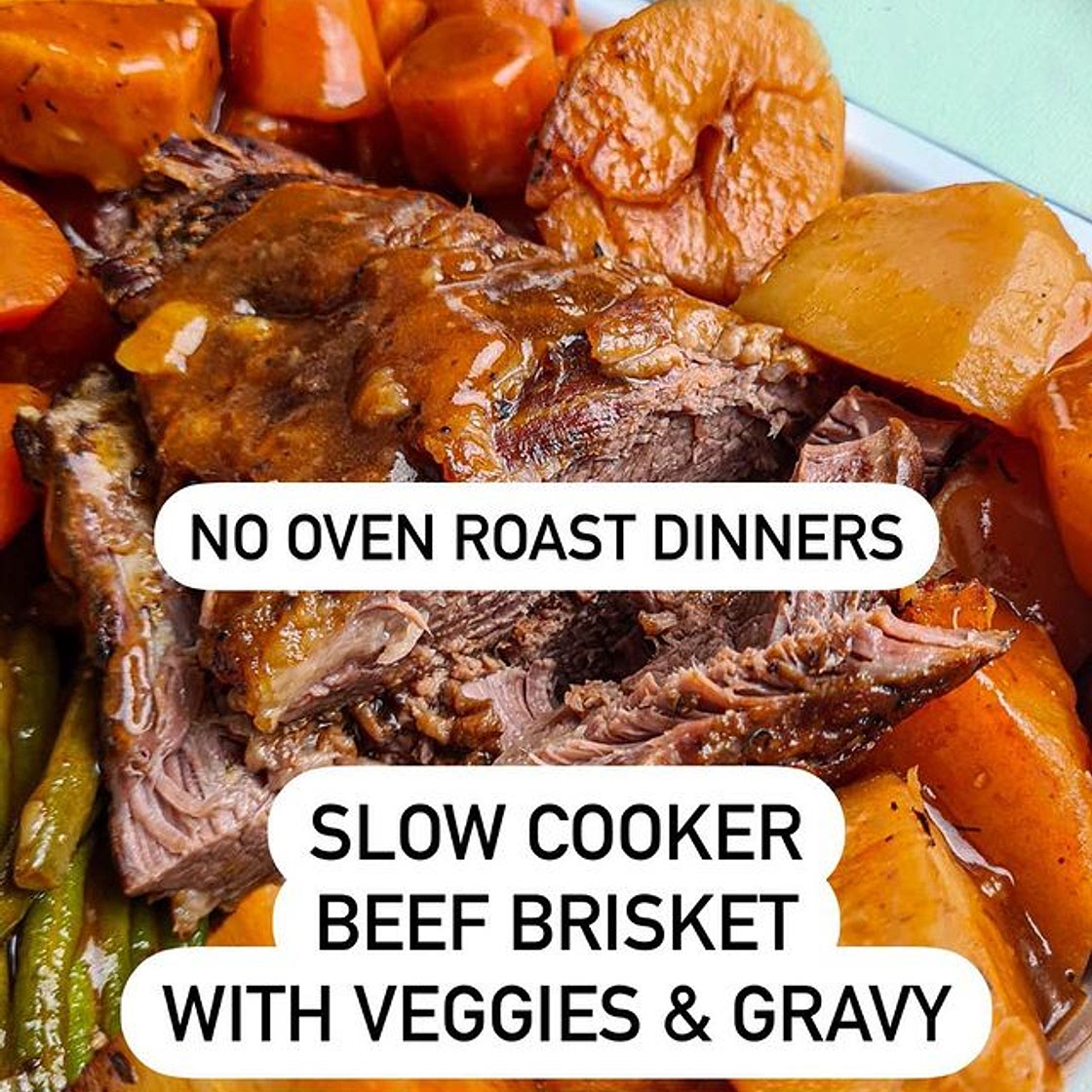 SLOW COOKER BEEF BRISKET with veggies and gravy 😍 