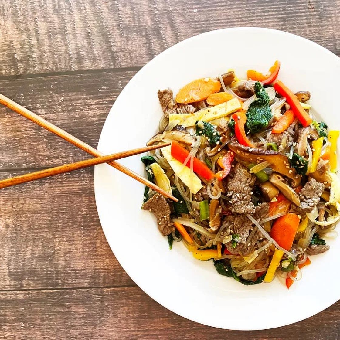 Japchae - Korean glass noodles 