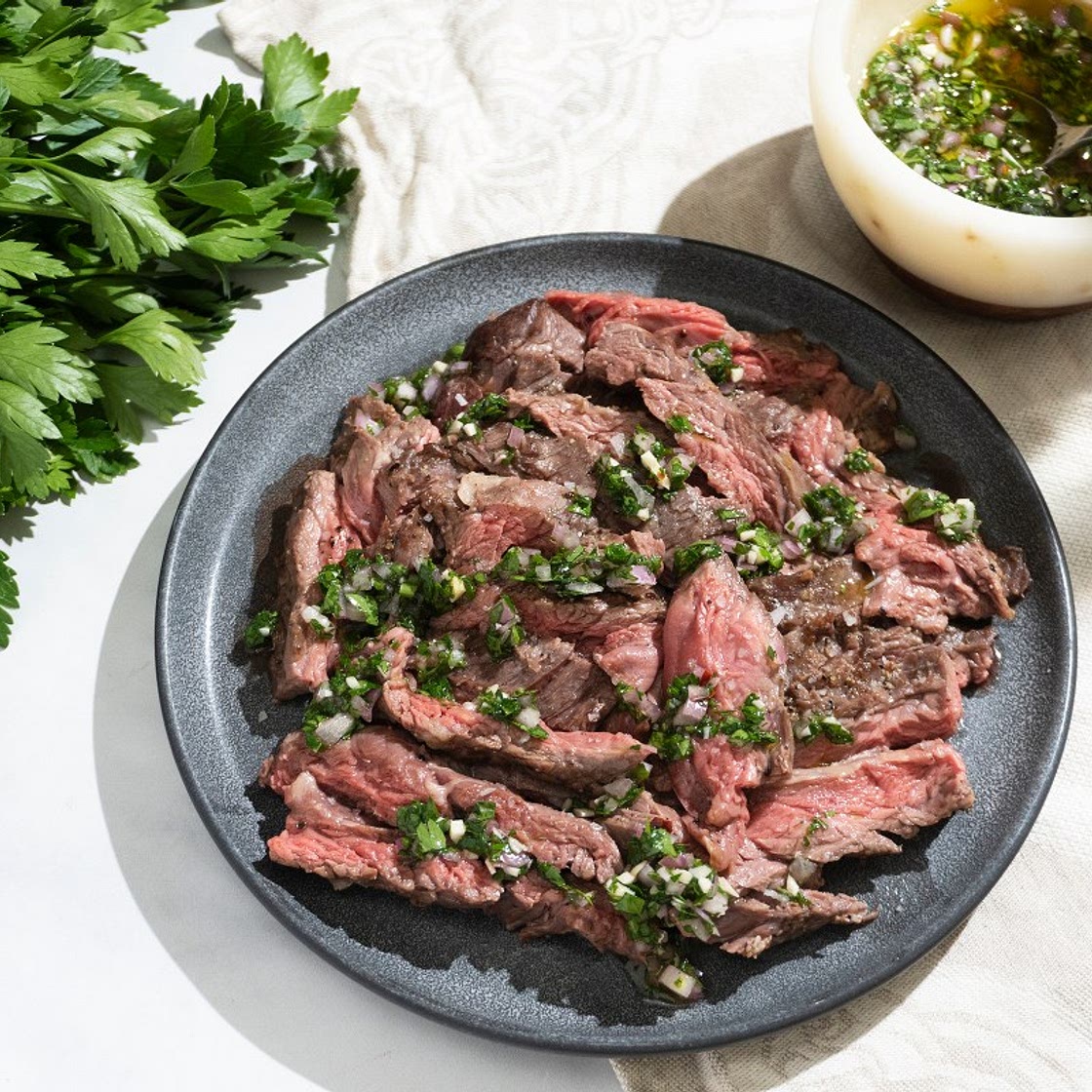 Skirt Steak with Garlic Herb Sauce