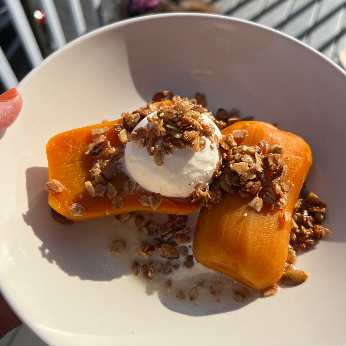 Poached Honeynut Squash with Pepita Granola — Cafe Hailee