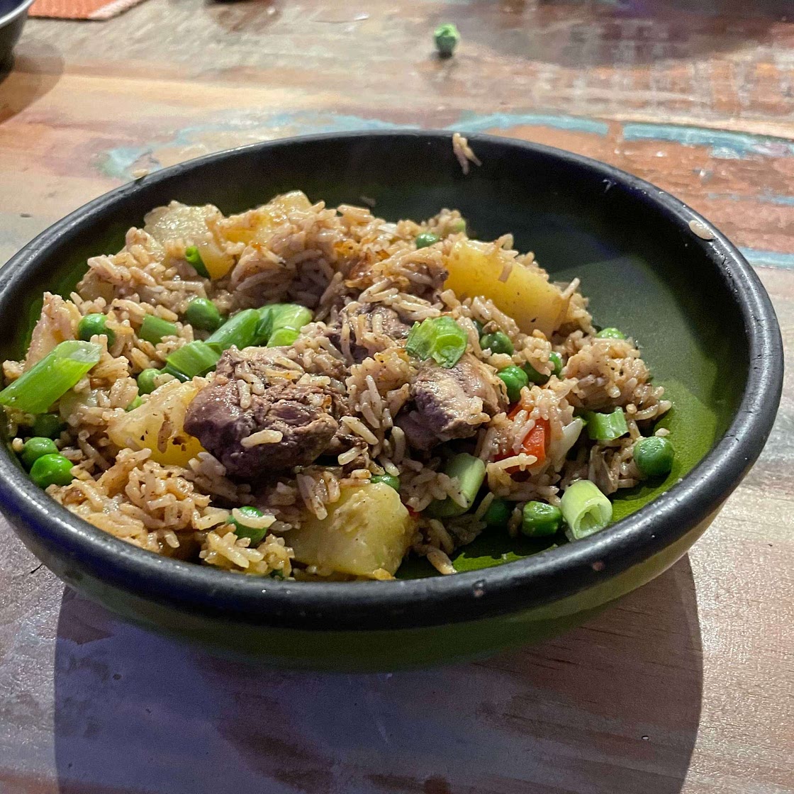 One Pan Caribbean Jerk Chicken with Pineapple-Coconut Rice