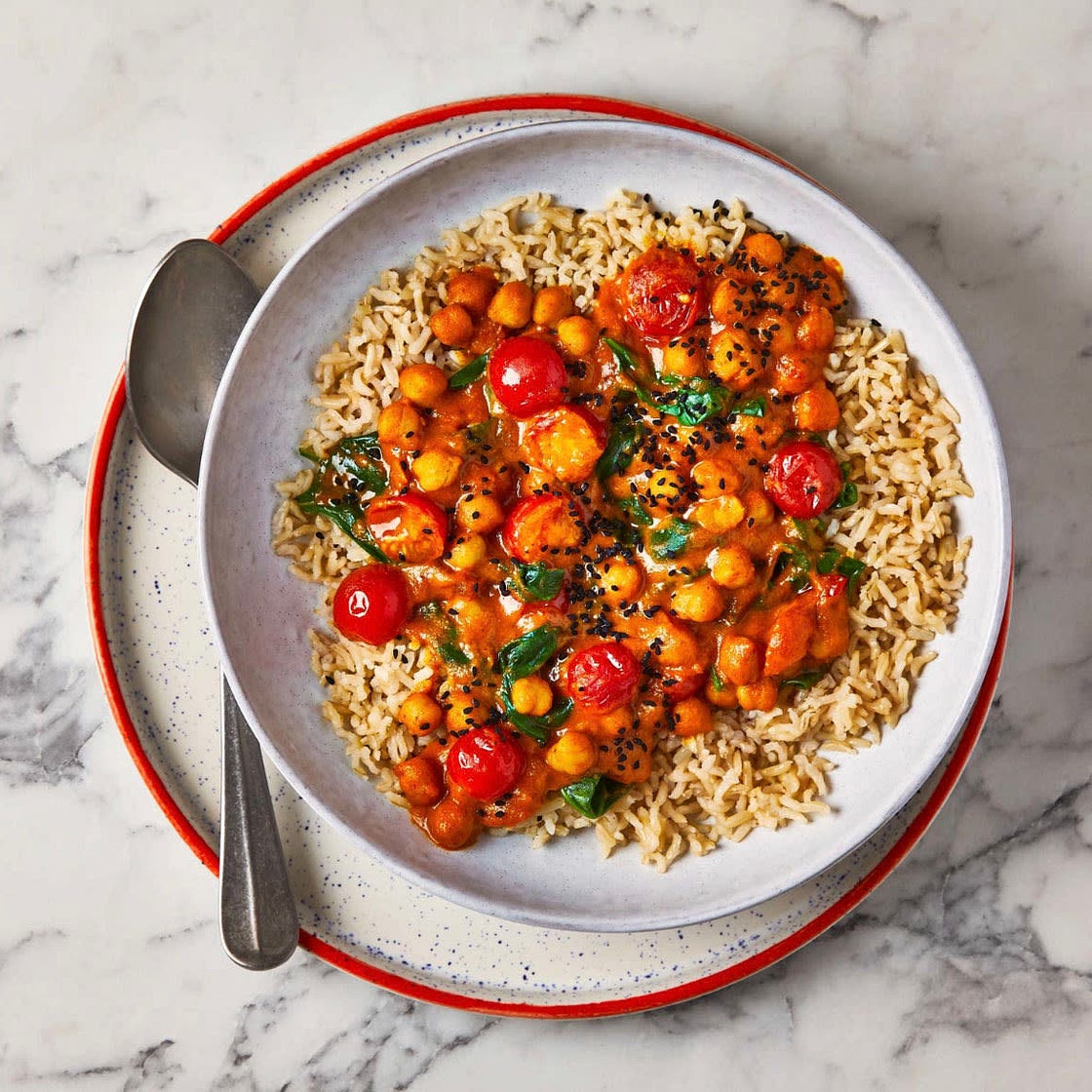 Chickpea, Spinach & Coconut Curry With Brown Rice