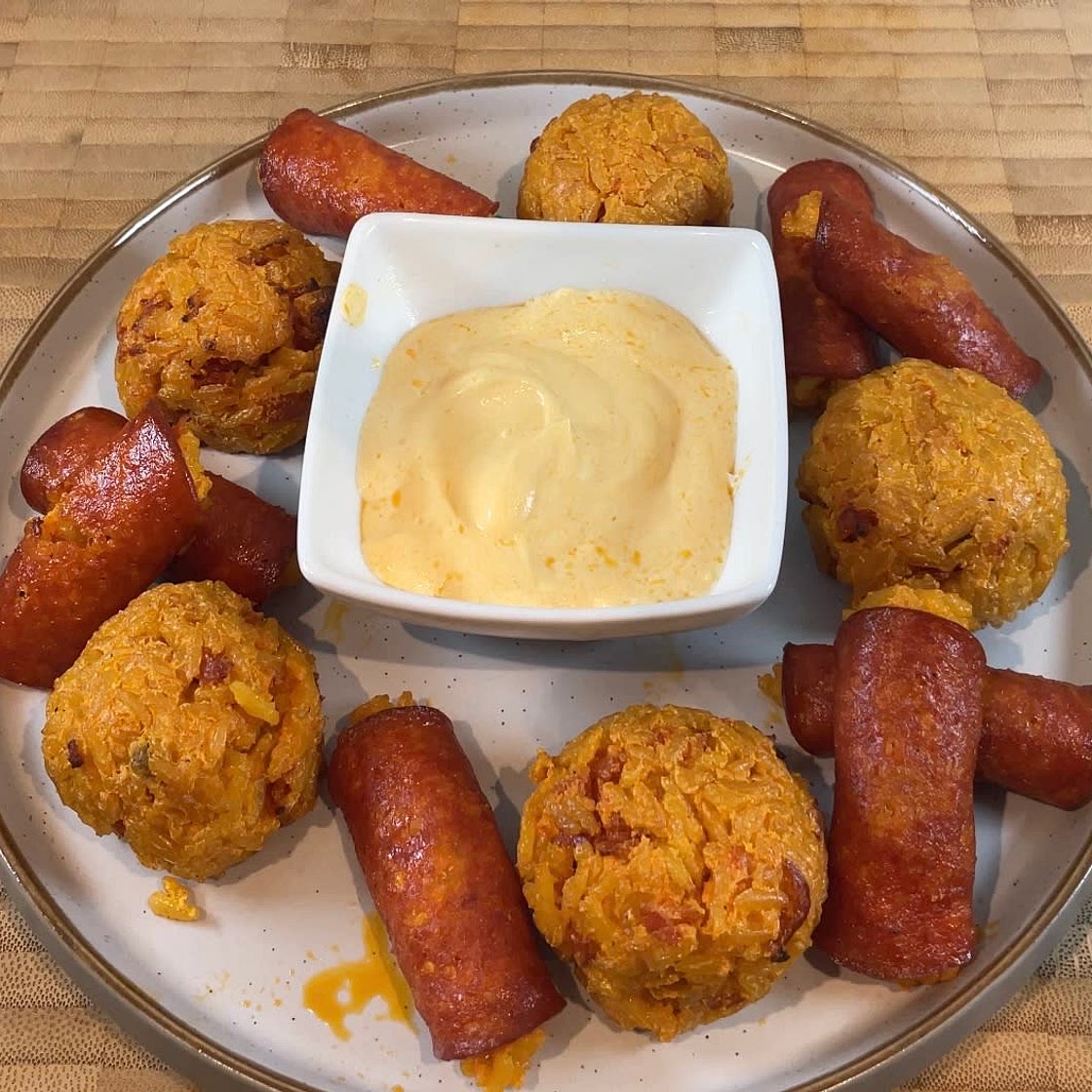 Mexican Rice Balls with pepperoni 