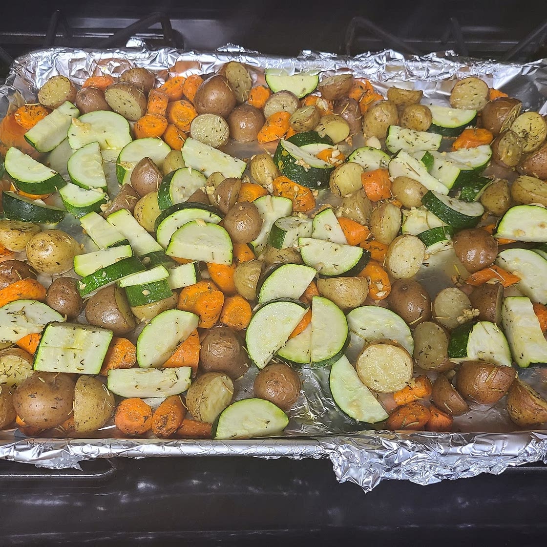 Garlic Herb Roasted Potatoes Carrots and Zucchini