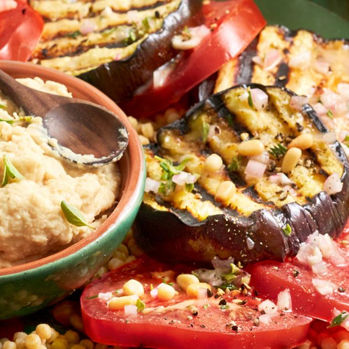 Greek-Style Grilled Eggplant-Steak Supper