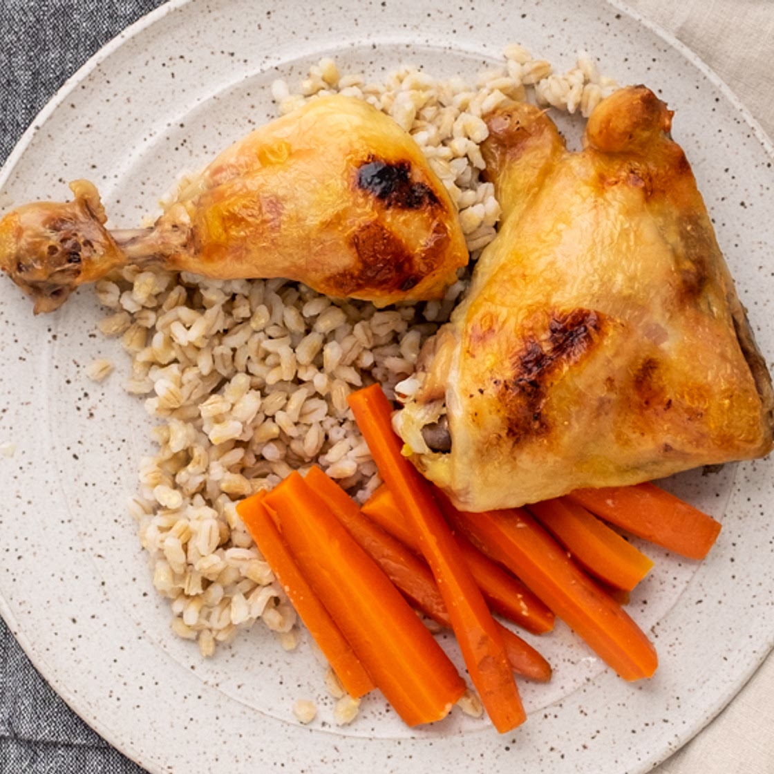 Garlic Confit Chicken with Braised Carrots