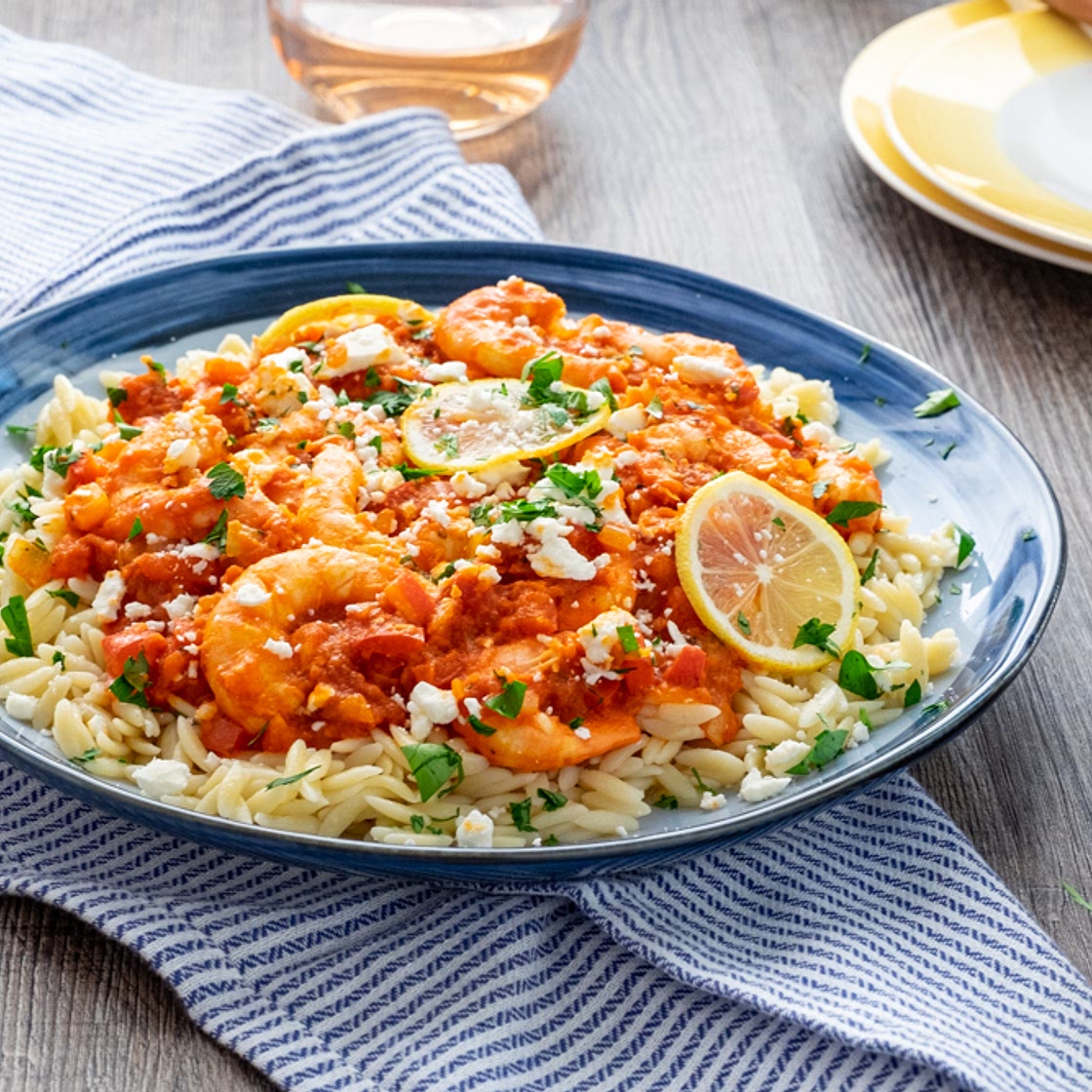 Mediterranean Shrimp with Orzo