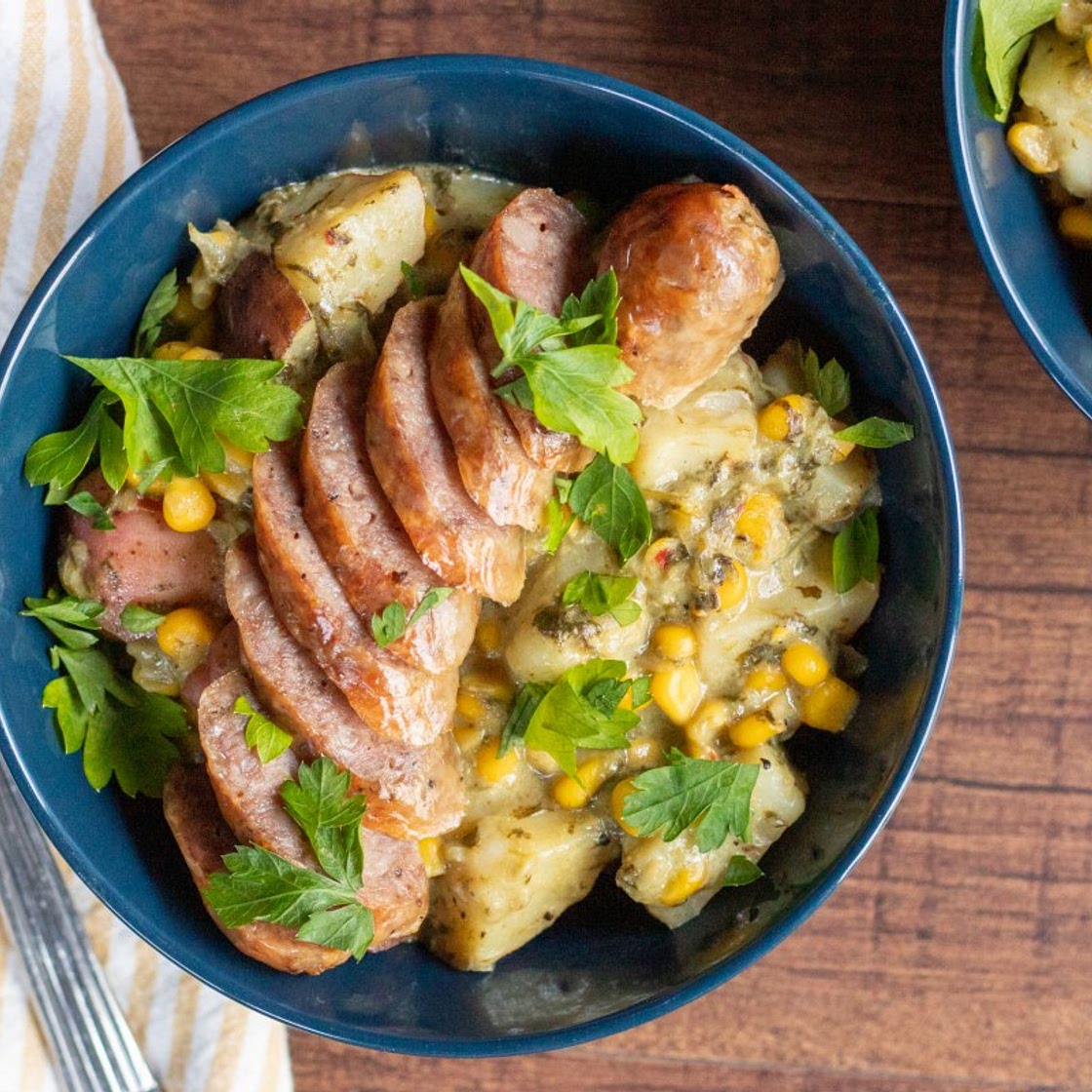 Sausage, Corn, Spinach, Potato Bake