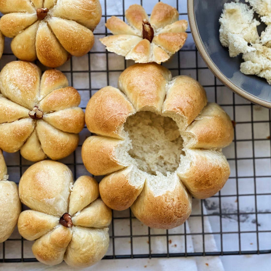 Pumpkin bread bowls
