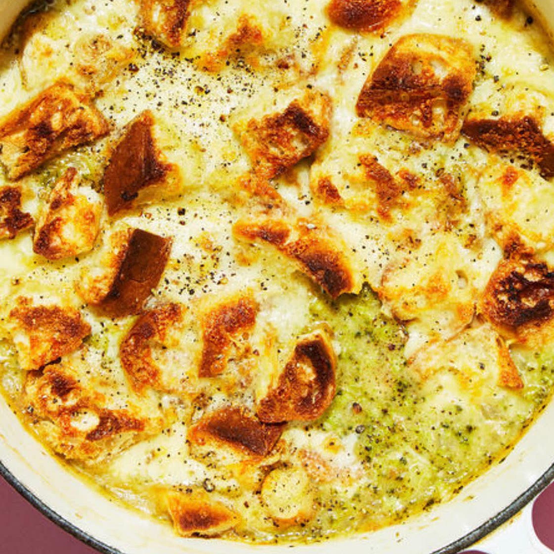 Broccoli Cheddar Soup with Croutons