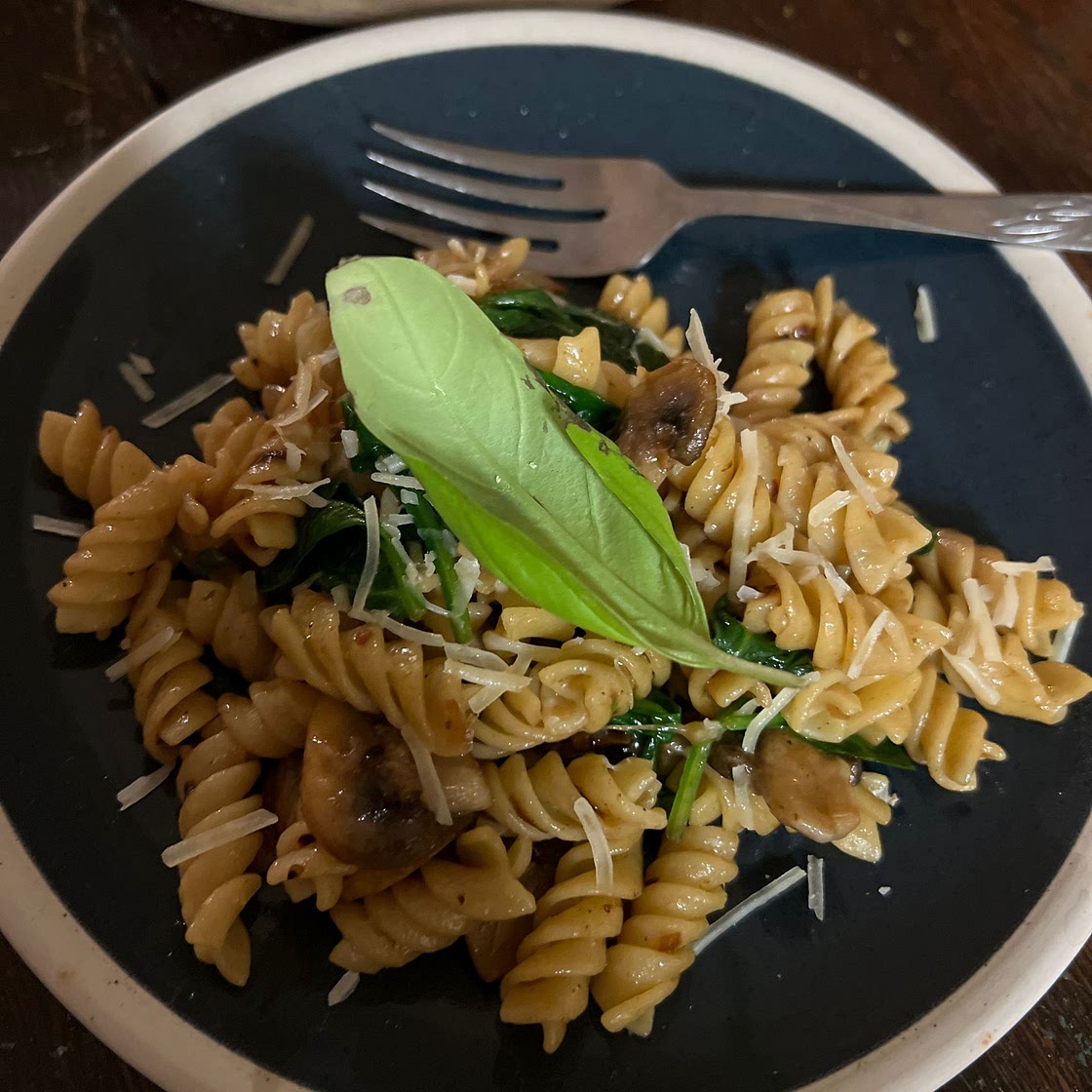 Farfalle Pasta with Mushrooms and Spinach