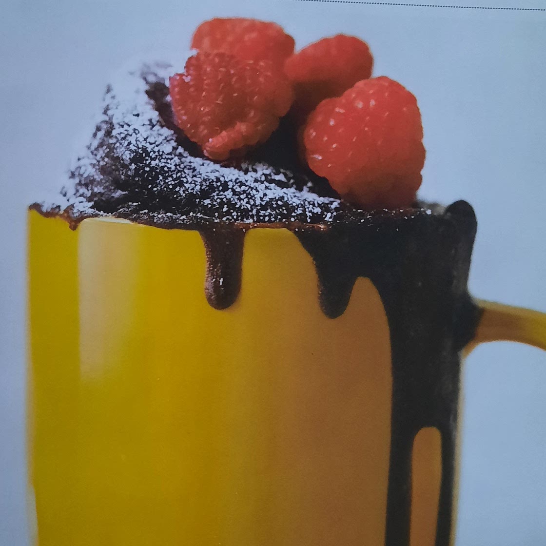 Raspberry chocolate mug cake