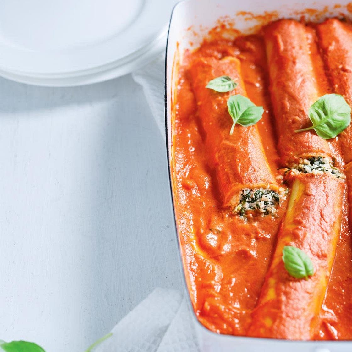 Cannellonis ricotta-épinards sauce rosée