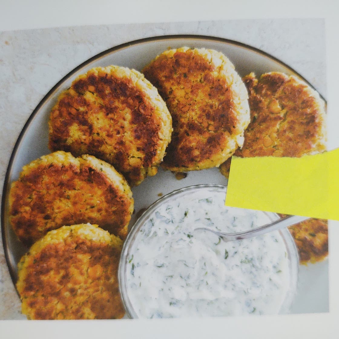 p286 Chickpea Cakes with Cucumber-Yogurt Sauce