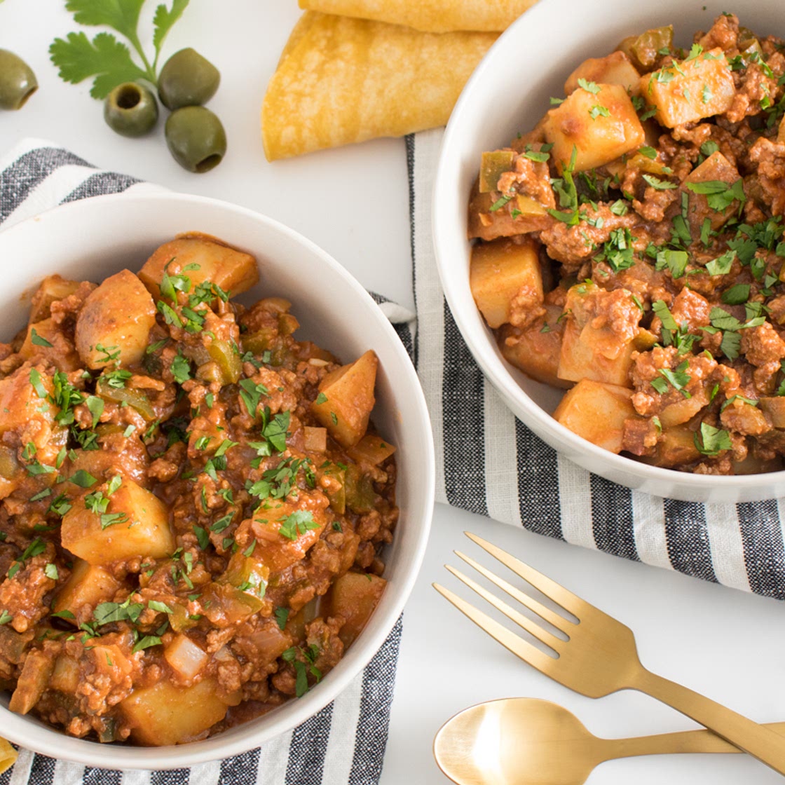 Beefy Picadillo with Spanish Olives and Potatoes