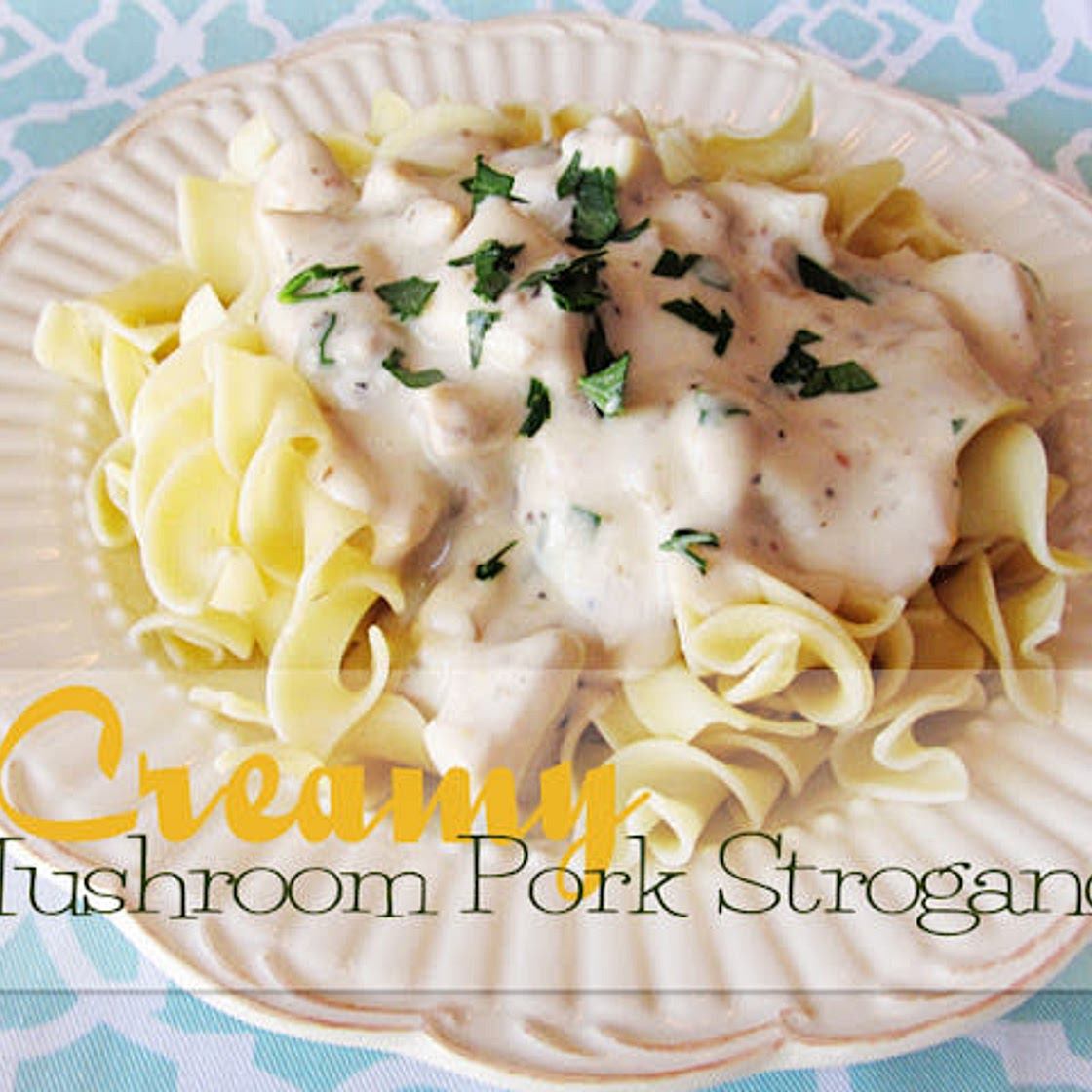 Creamy Mushroom leftover Pork (or Chicken or Beef) Stroganoff