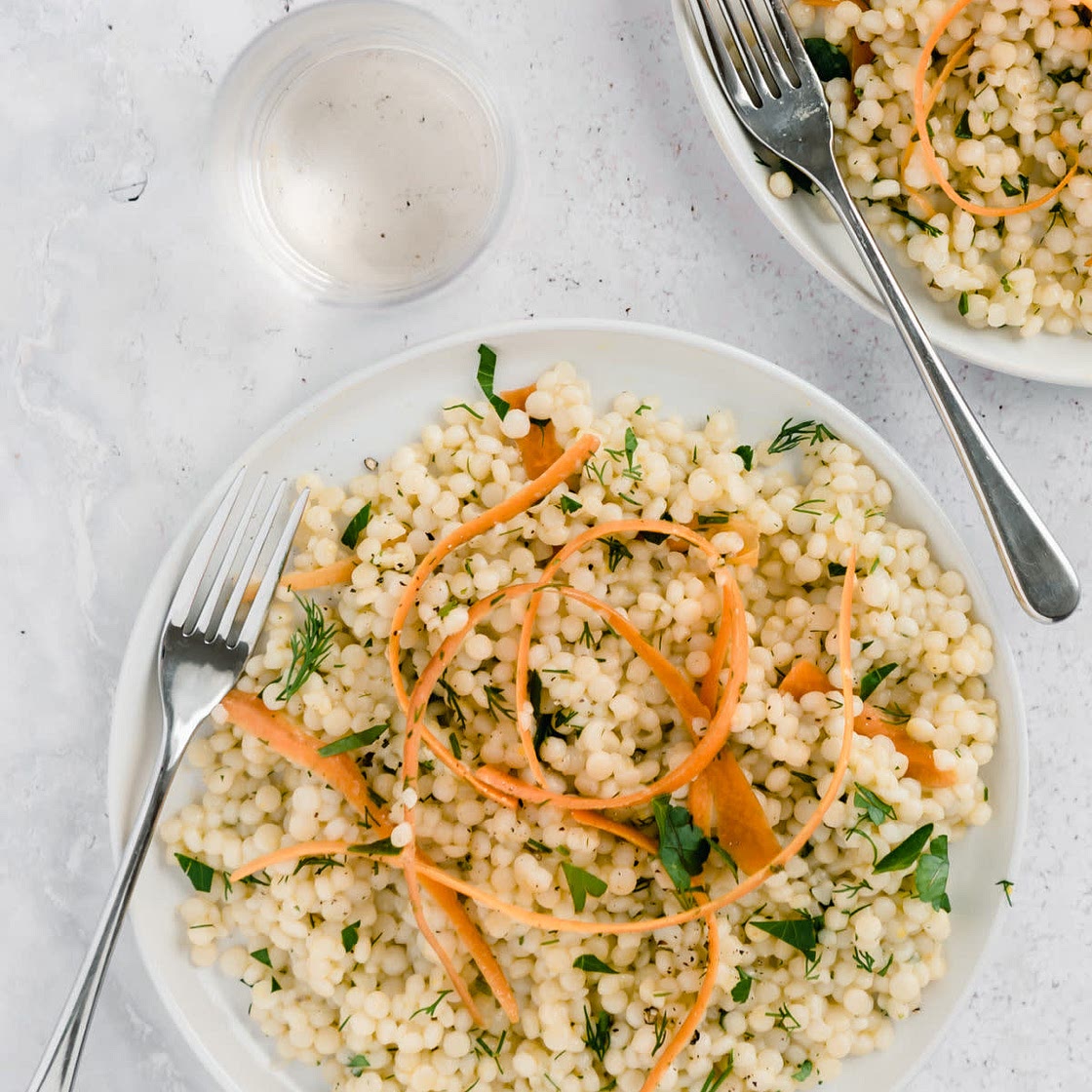 Pearl Couscous with Ribboned Carrots 