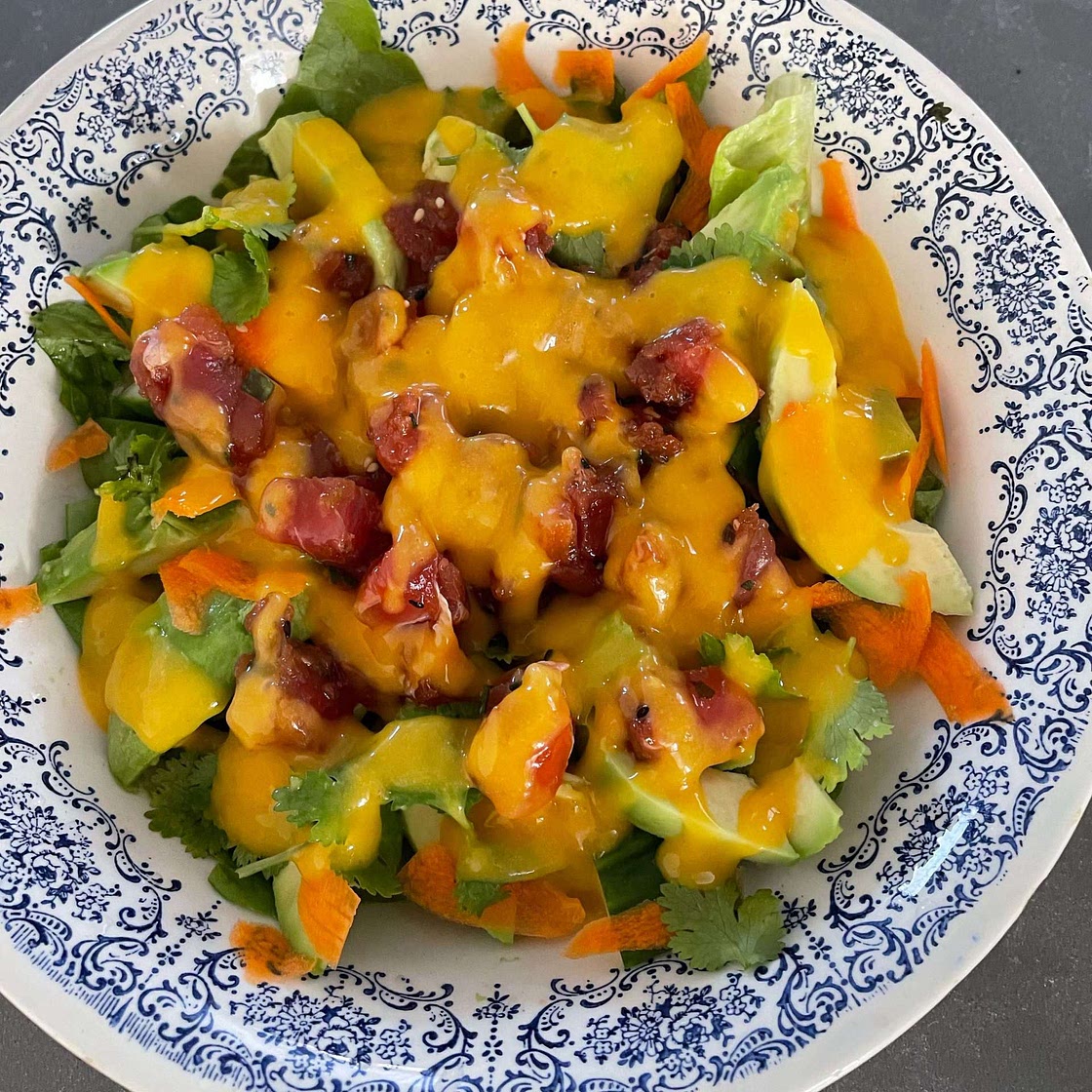 Avocado Mango Tuna Poke Salad Bowl